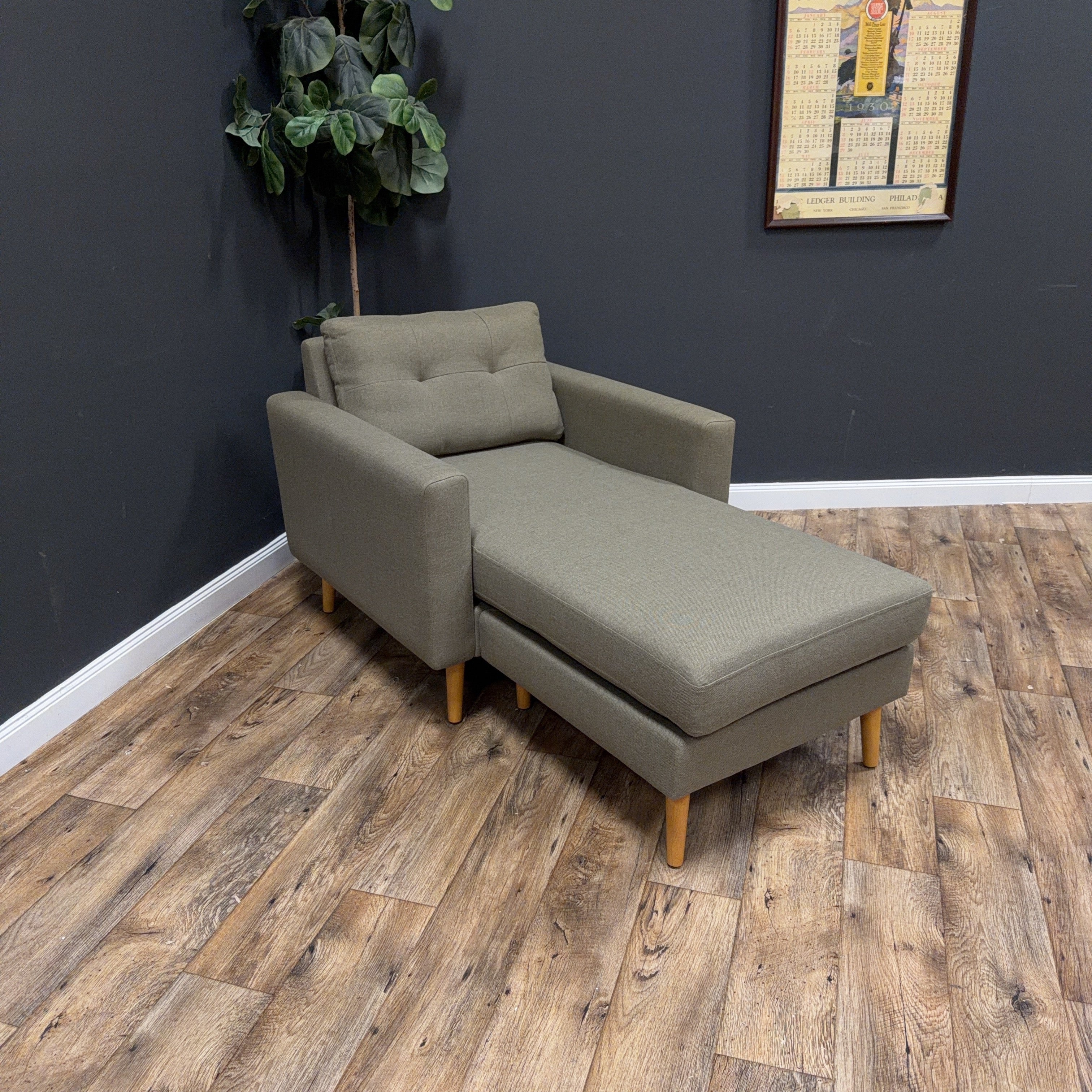 Burrow Nomad Plus Armchair with Chaise — Moss Green