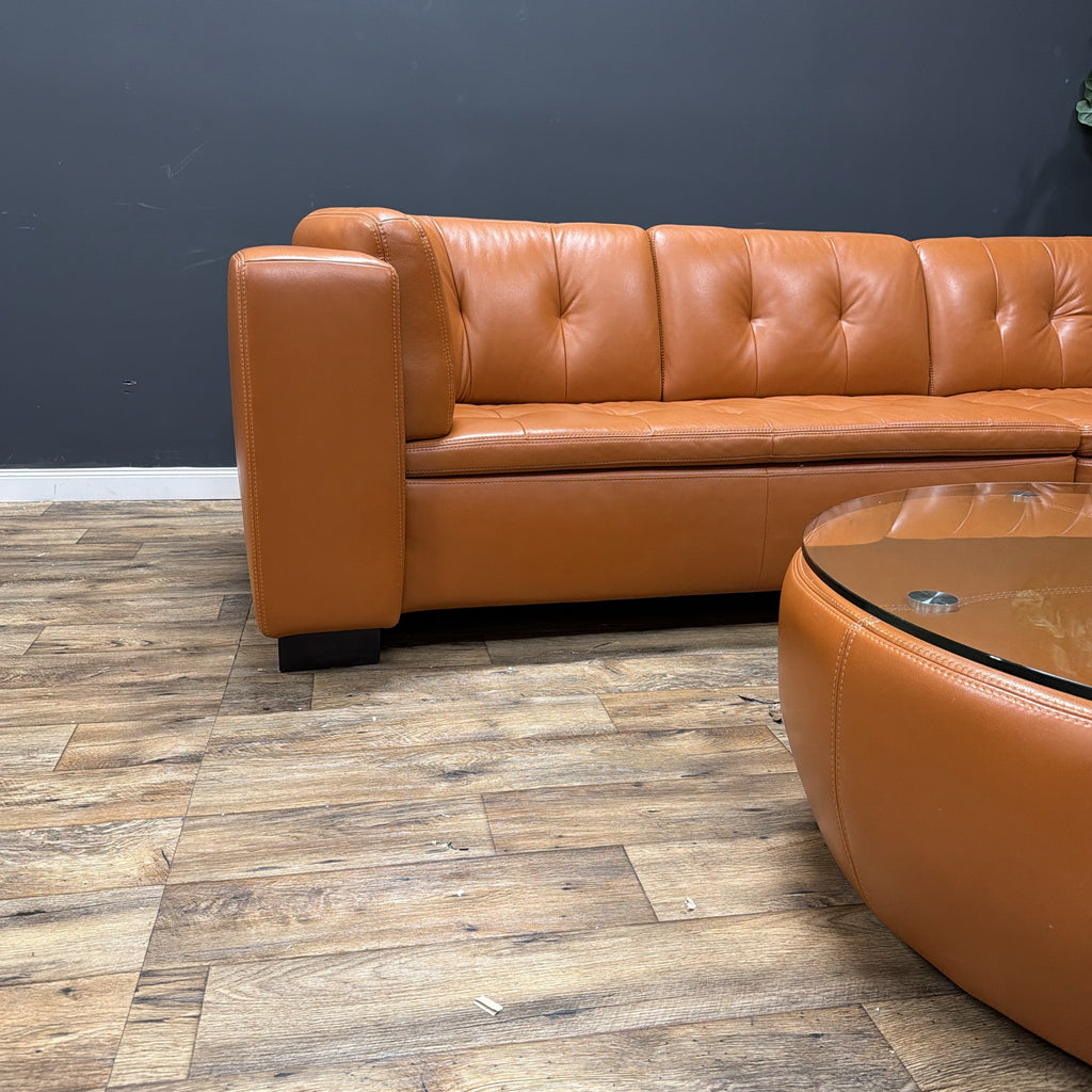 W. Schillig Leather Sofa with Matching Coffee Table