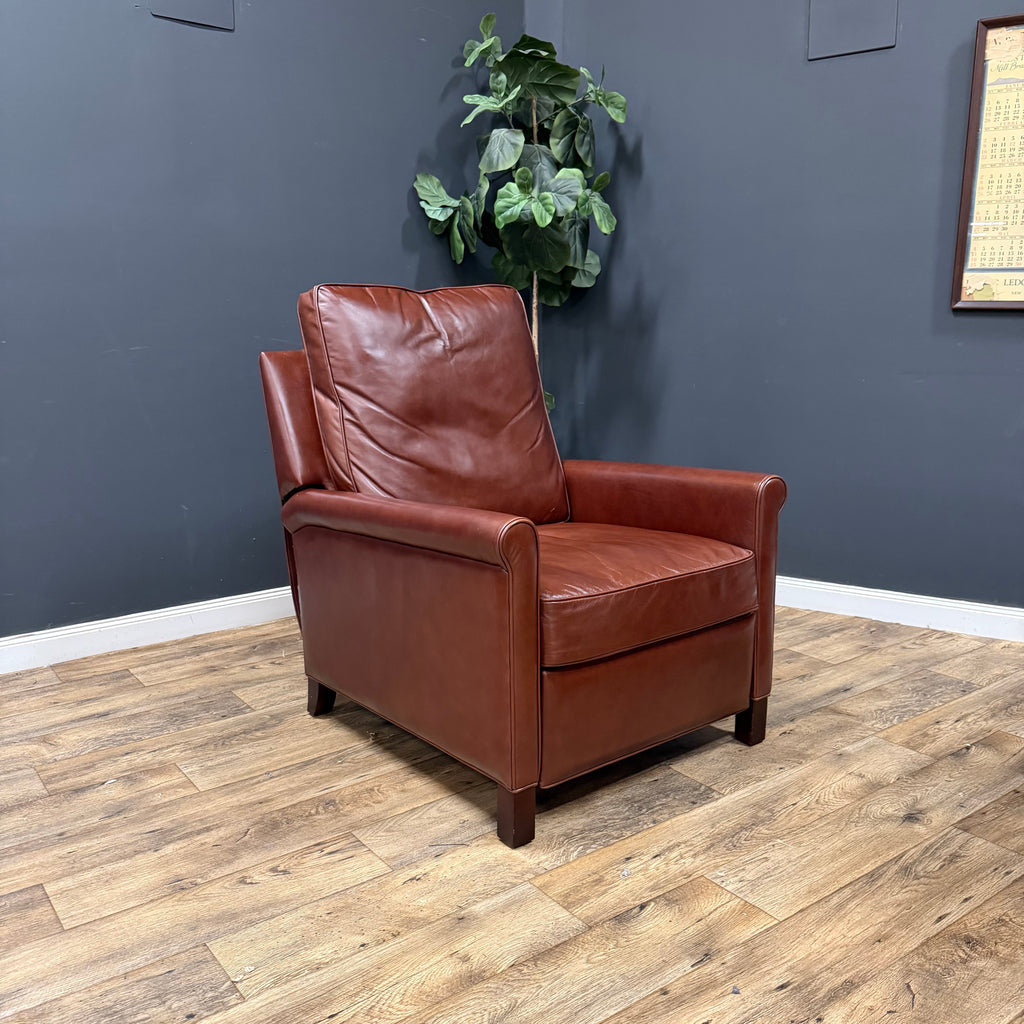 Pottery Barn Tyler Roll Arm Leather Recliners - Marching Pair