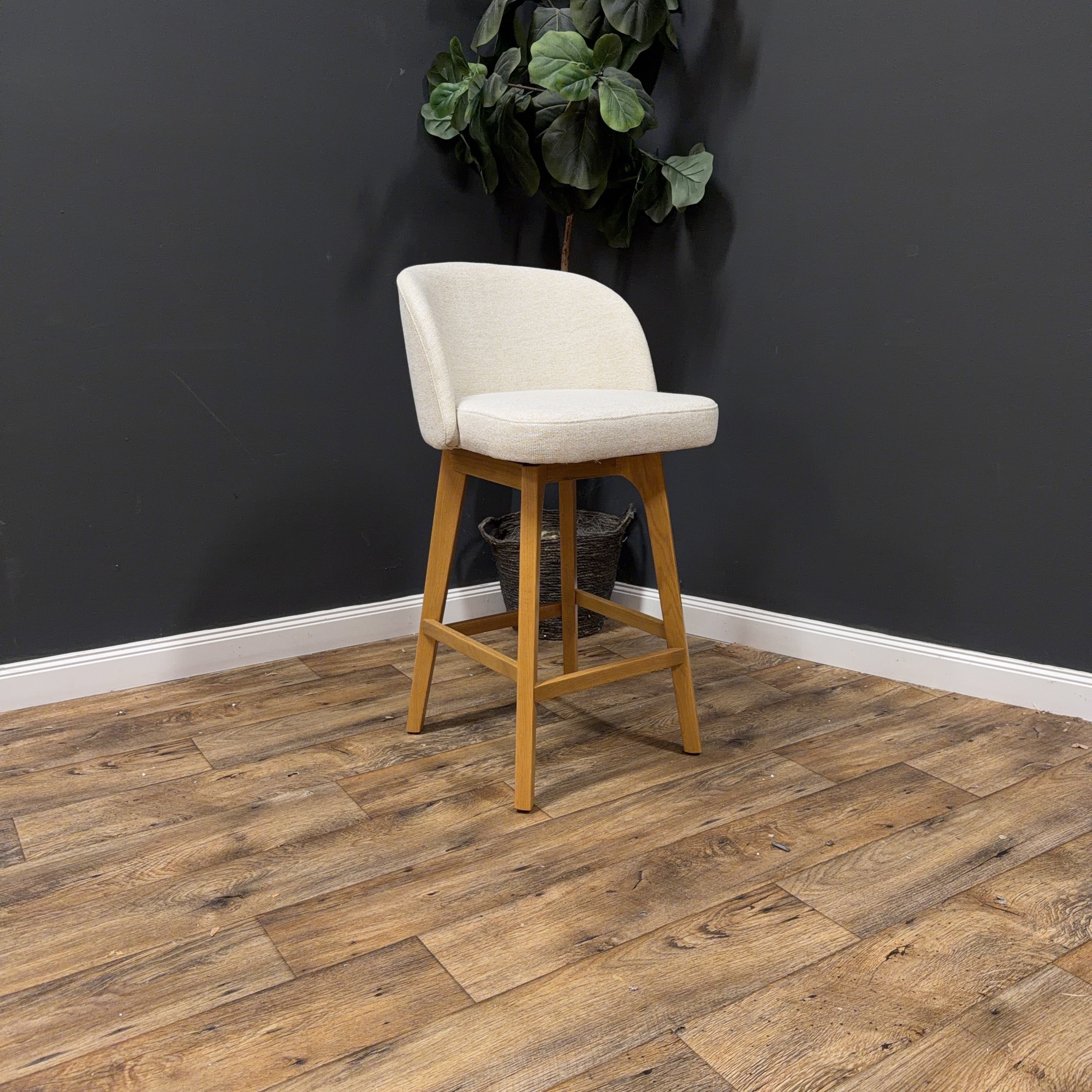 Article Alta Swivel Counter Stool - Oak And Camellia Ivory - Set of 4