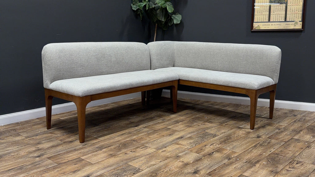 Article - Rosin 56.75" Left Corner Banquette and Rosin 53" Armless Banquette- Smoked Oak And Hestia Gray