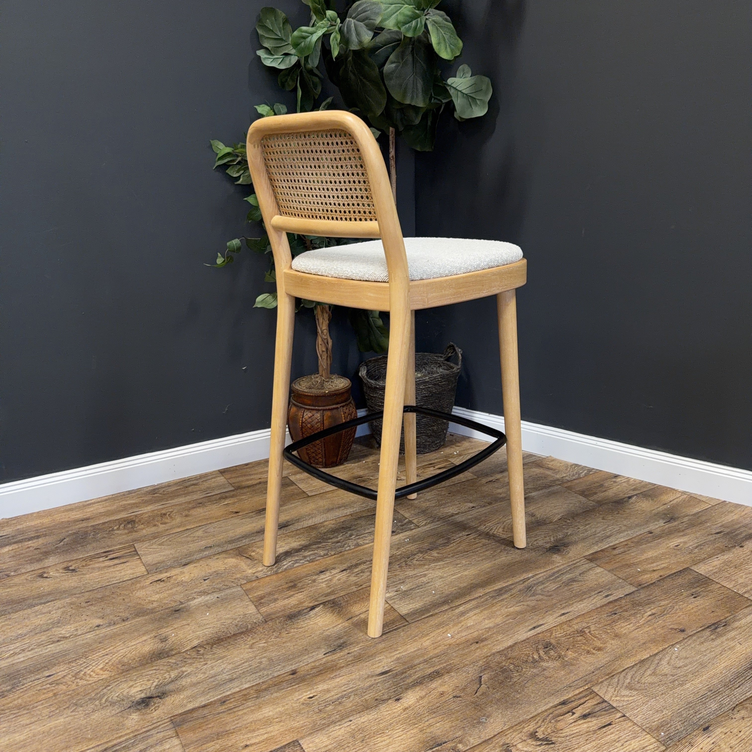 Castlery Edith Cane Bar Stool — White Wash - set of 2