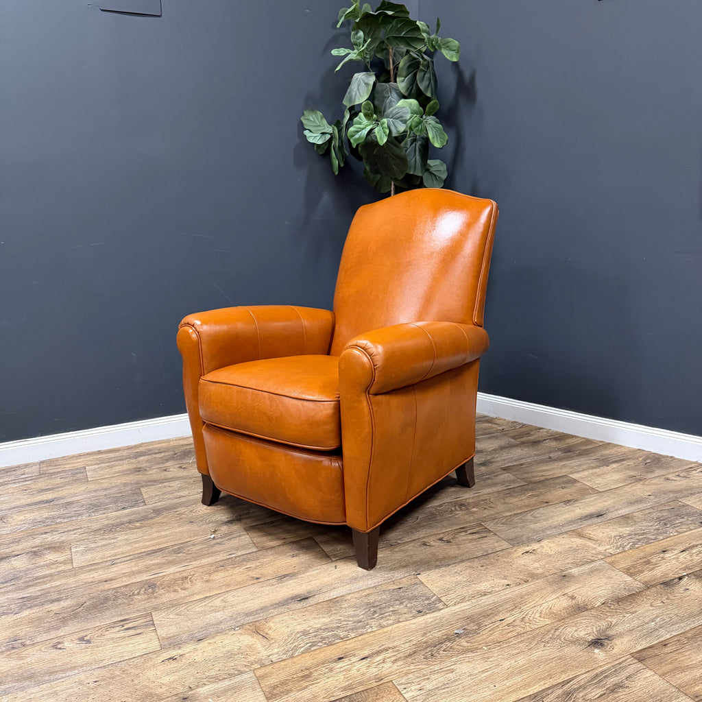 Ethan Allen Leather Arm Chair with Ottoman - Set of 2