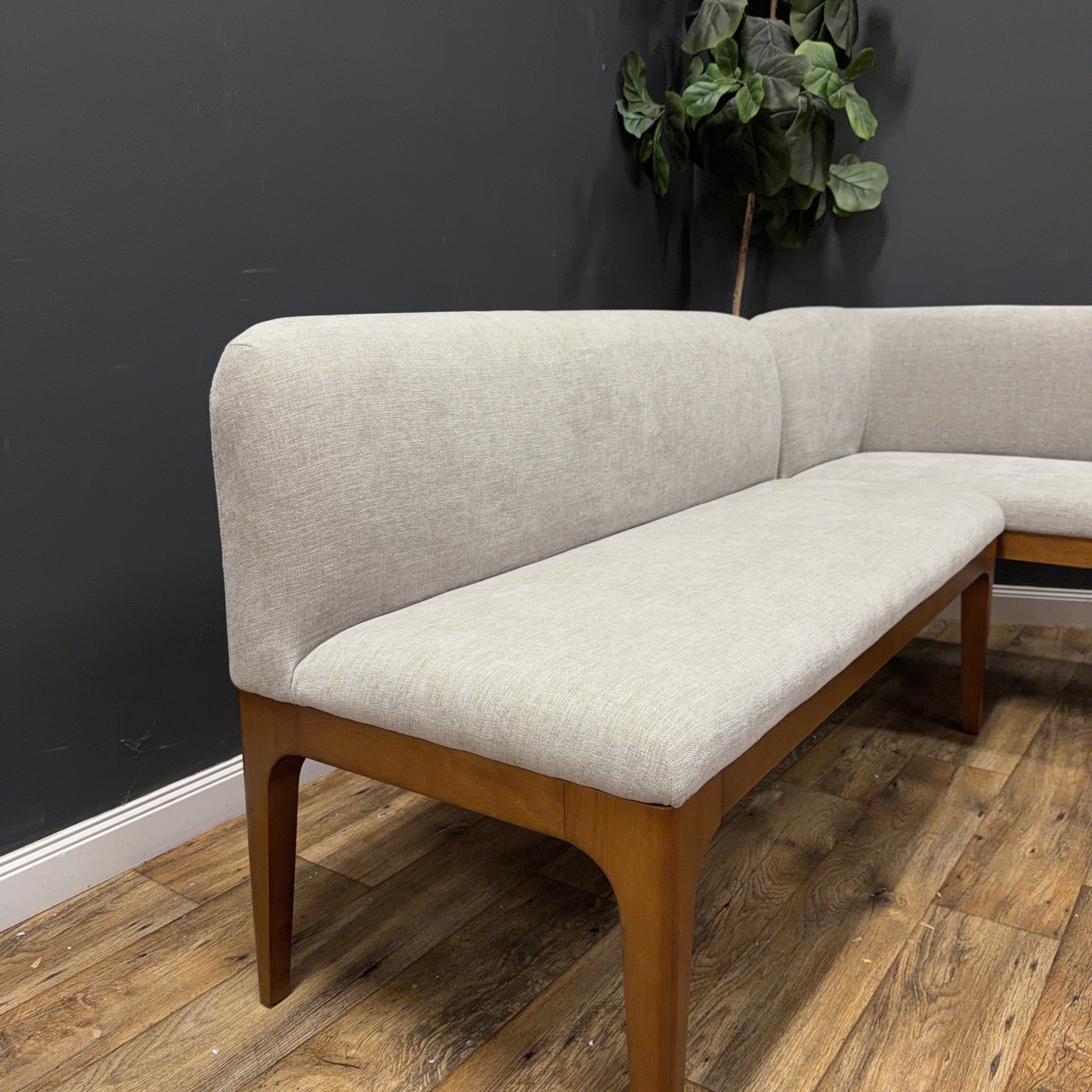 Article - Rosin 56.75" Left Corner Banquette and Rosin 53" Armless Banquette- Smoked Oak And Hestia Gray