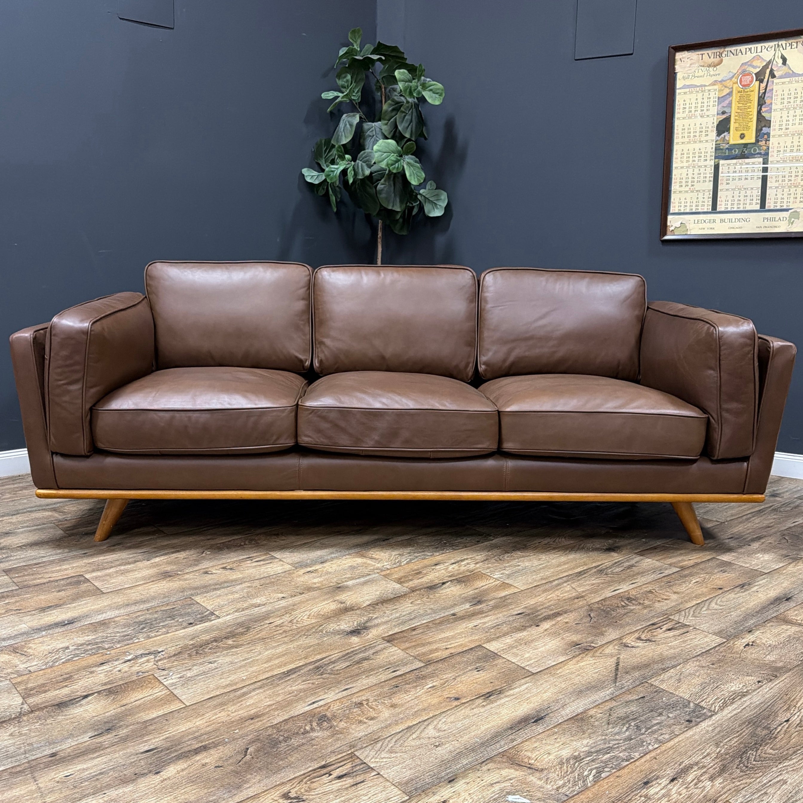 Timber 90" Leather Sofa - Charme Chocolat
