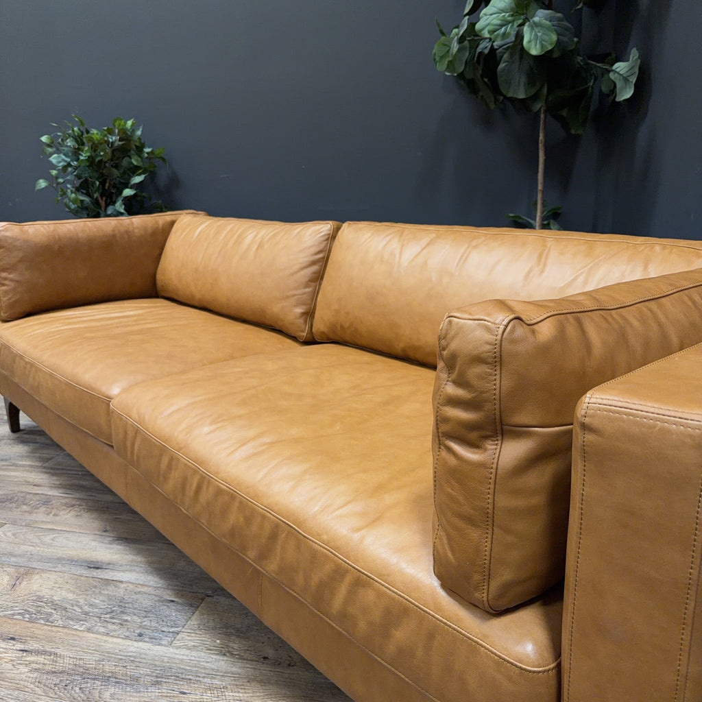 Poly & Bark Argan Leather Sofa — Cognac Tan