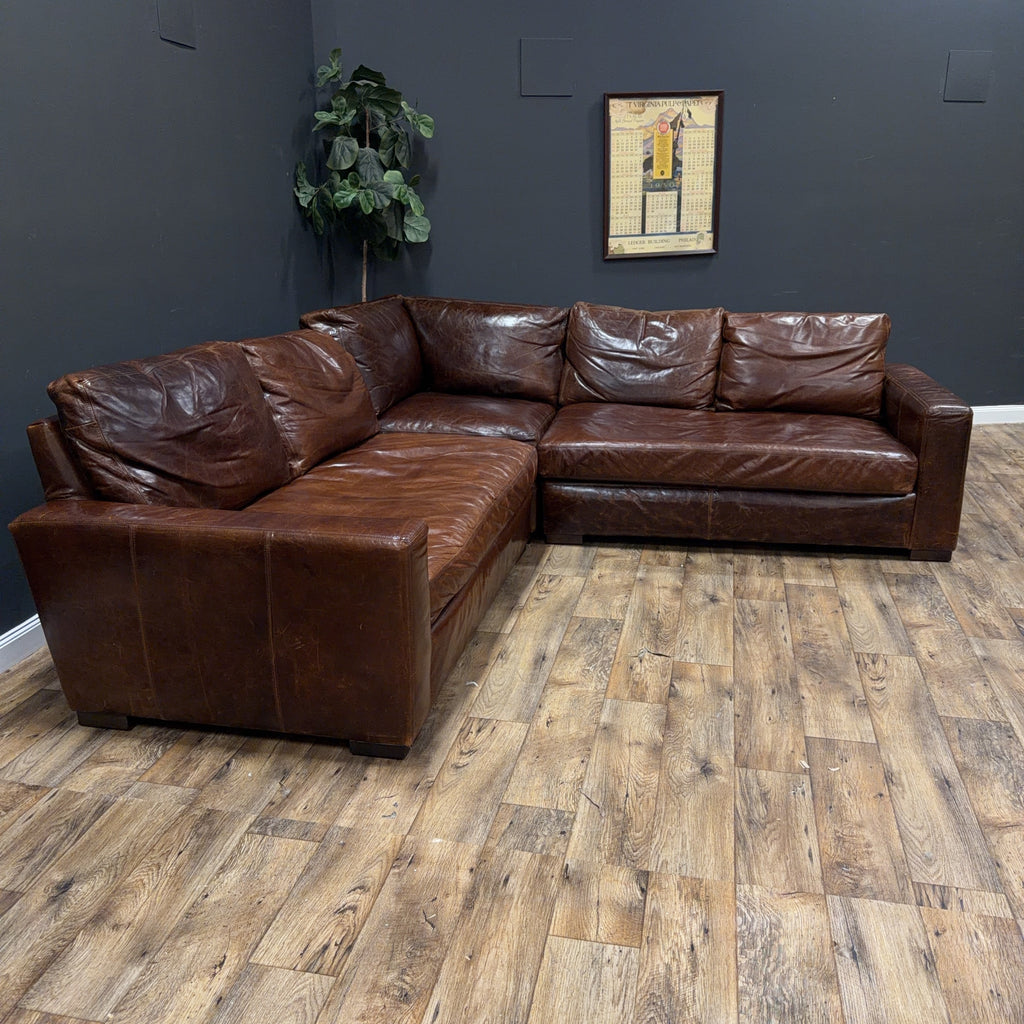 Restoration Hardware Maxwell Leather Sectional Sofa
