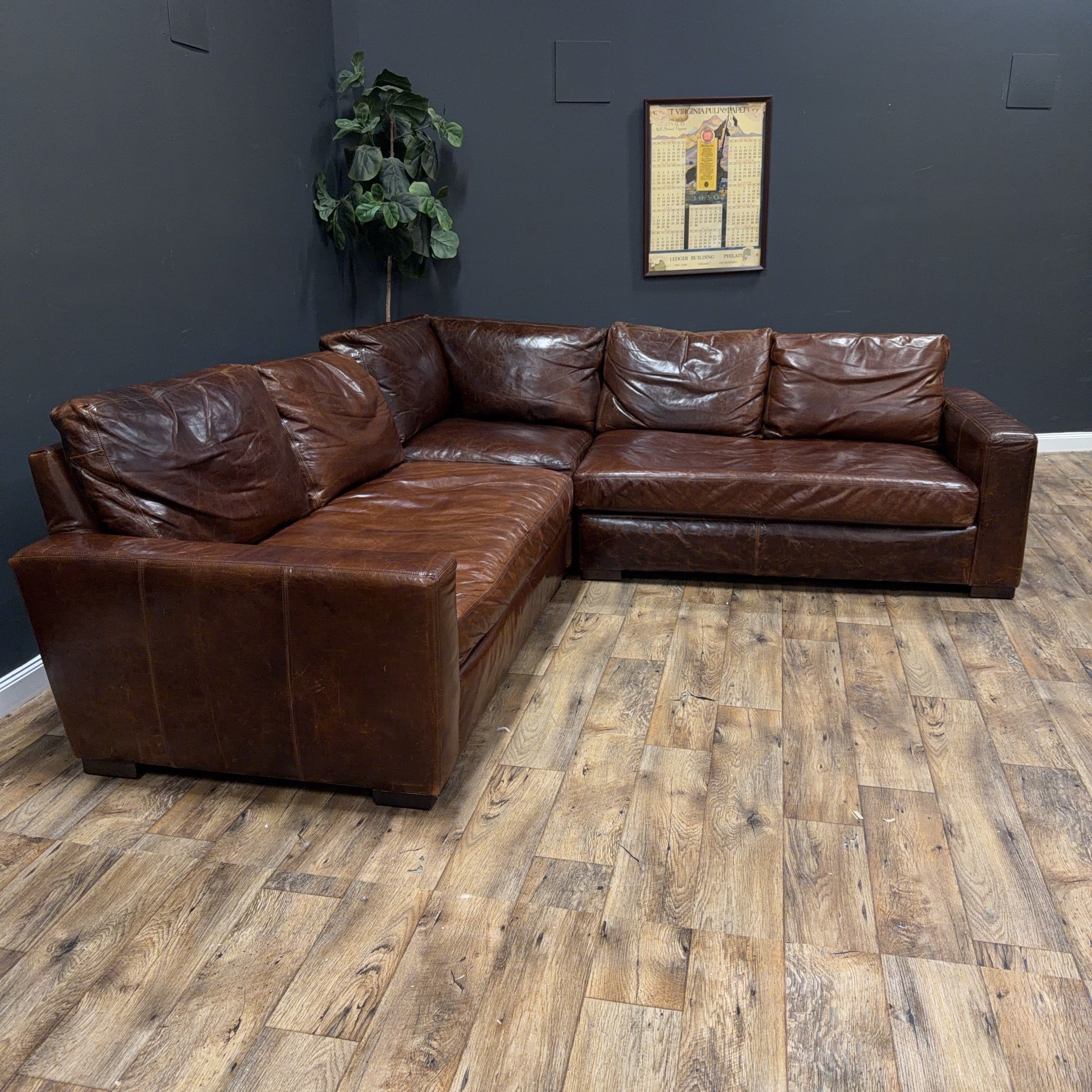 Restoration Hardware Maxwell Leather Sectional Sofa