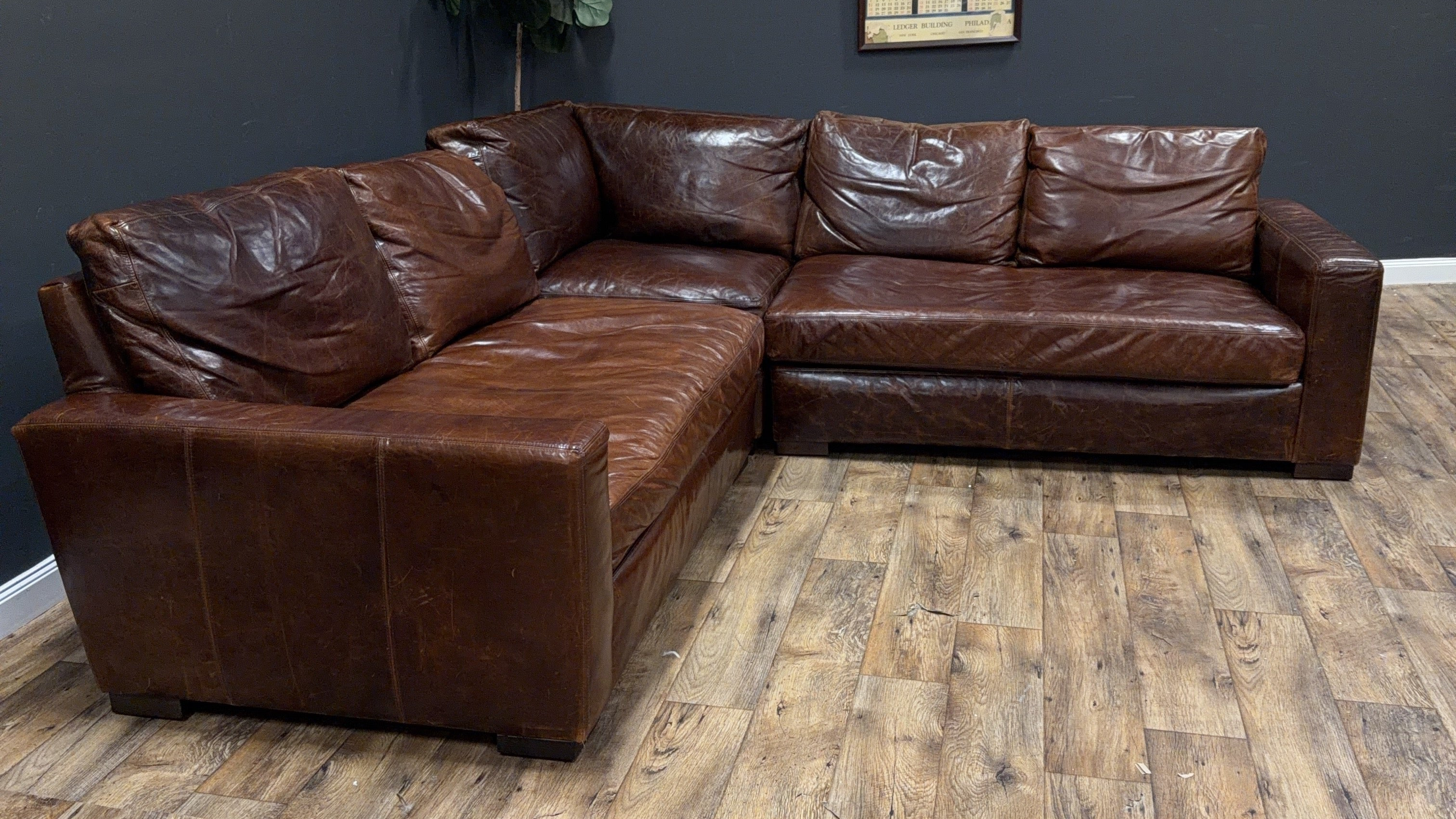 Restoration Hardware Maxwell Leather Sectional Sofa