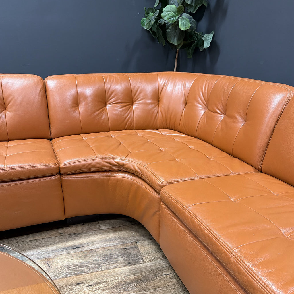 W. Schillig Leather Sofa with Matching Coffee Table