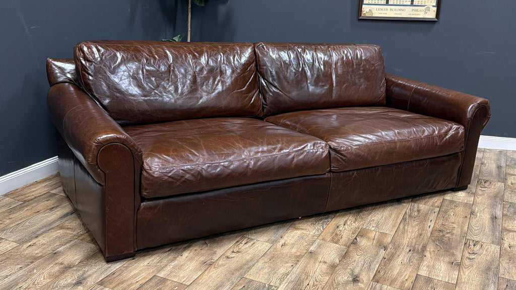 Restoration Hardware Lancaster 8’ Leather Sofa