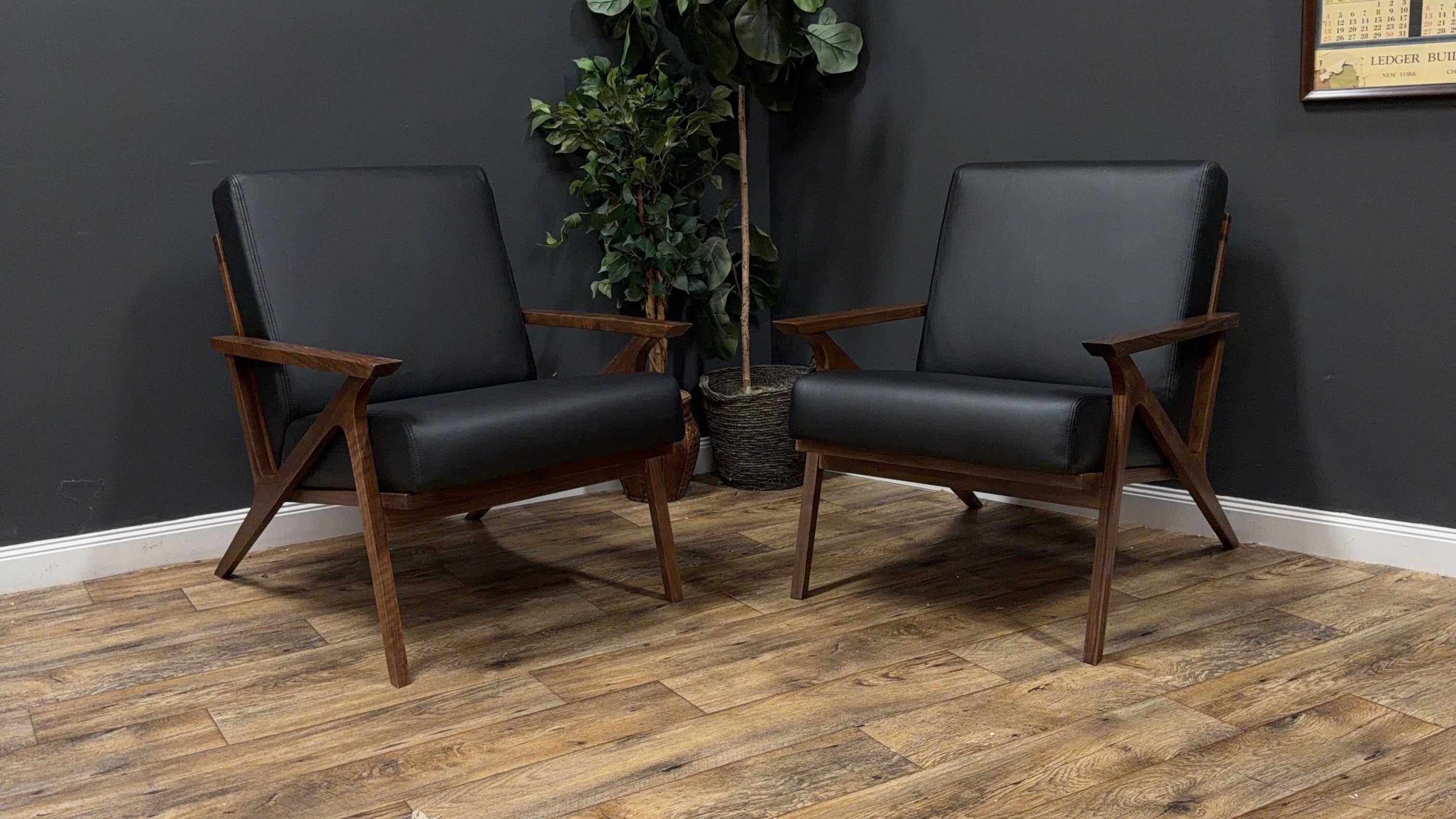 Otio 26" Leather Lounge Chair — Walnut & Black - 2 available sold by ea. (Article)