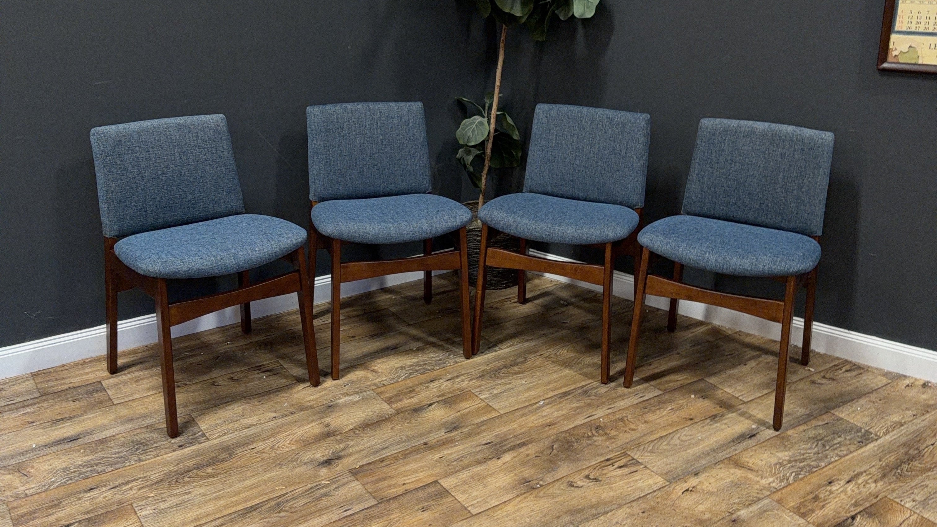Article Nosh Dining Chair - Walnut And Denim Blue - Set of 4