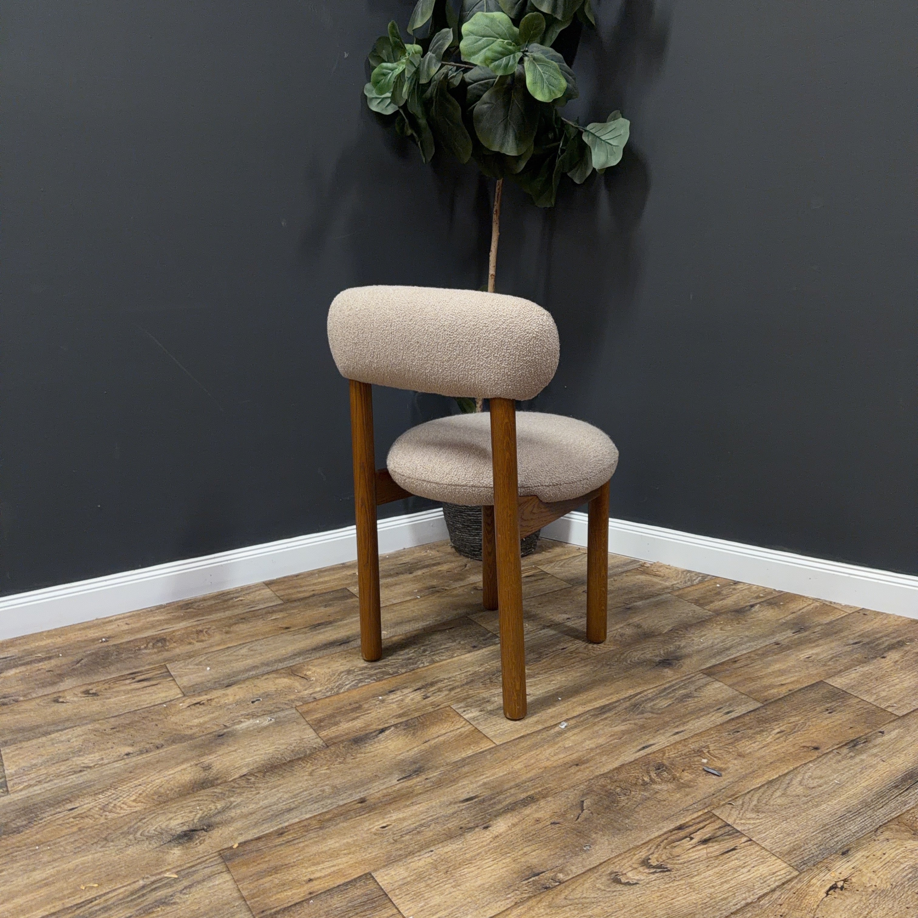Article Munk Dining Chair - Smoked Oak And Sandstone Wool Bouclé - Set of 2