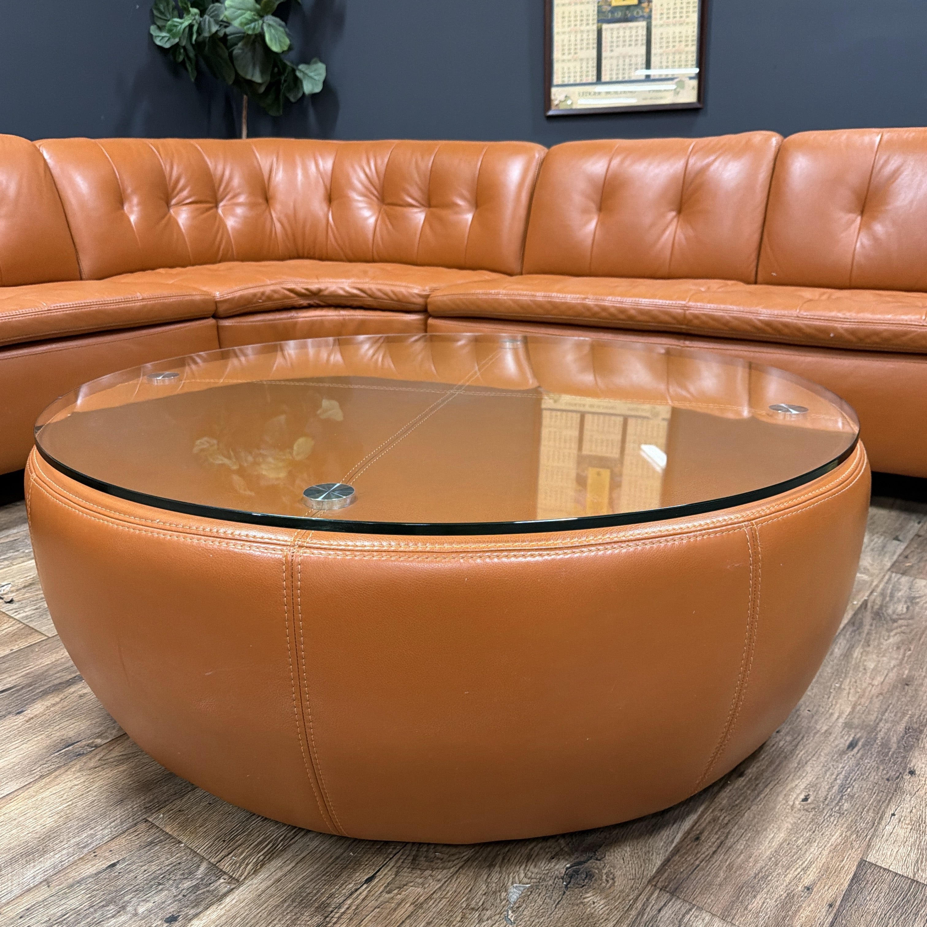 W. Schillig Leather Sofa with Matching Coffee Table