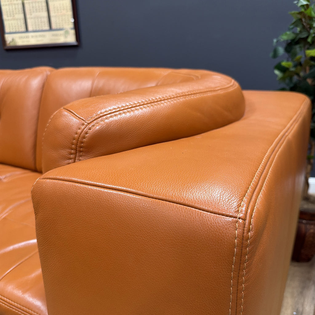 W. Schillig Leather Sofa with Matching Coffee Table