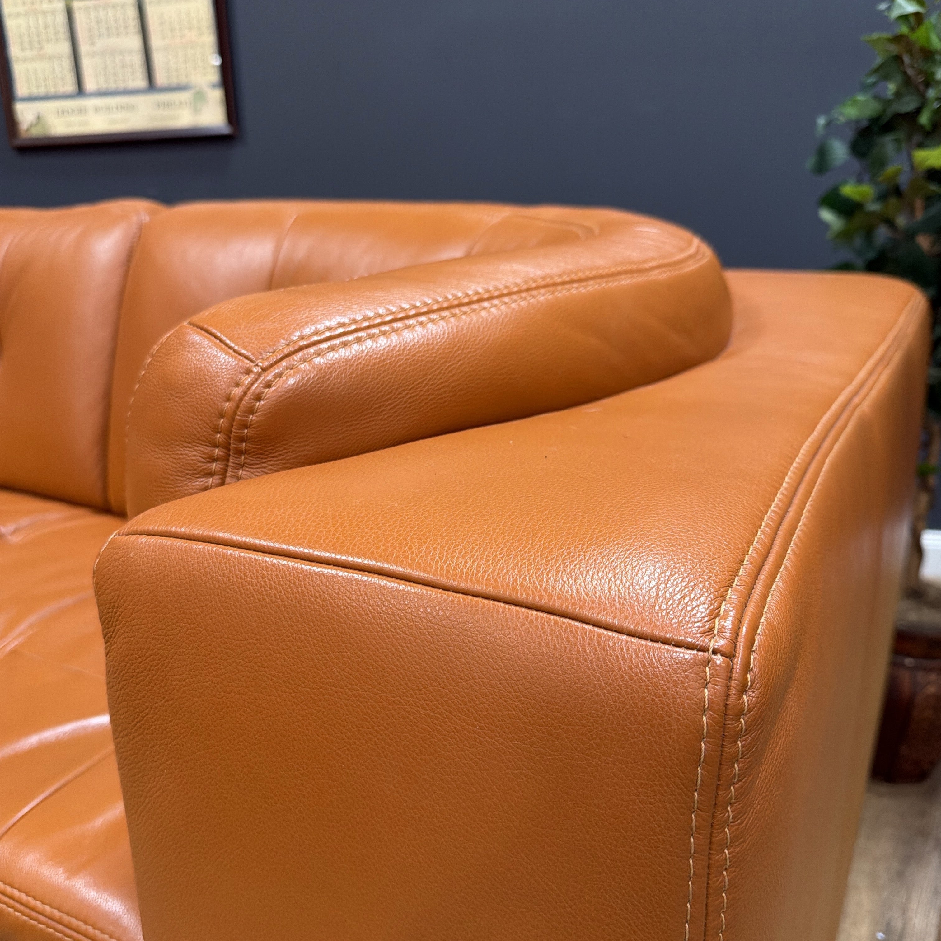 W. Schillig Leather Sofa with Matching Coffee Table