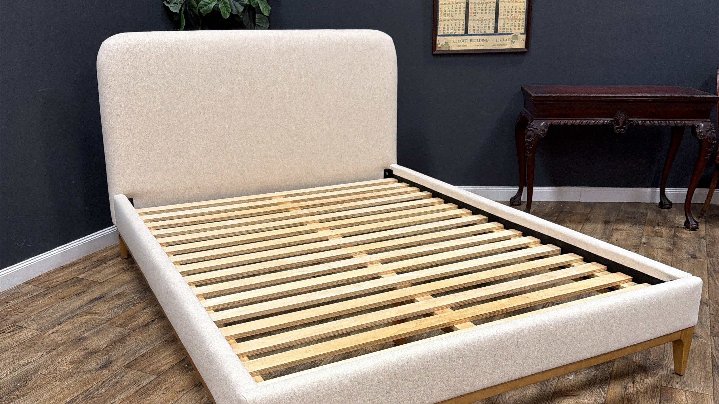 Article Rosin Queen Upholstered Bed — Natural Oak And Sand Ivory