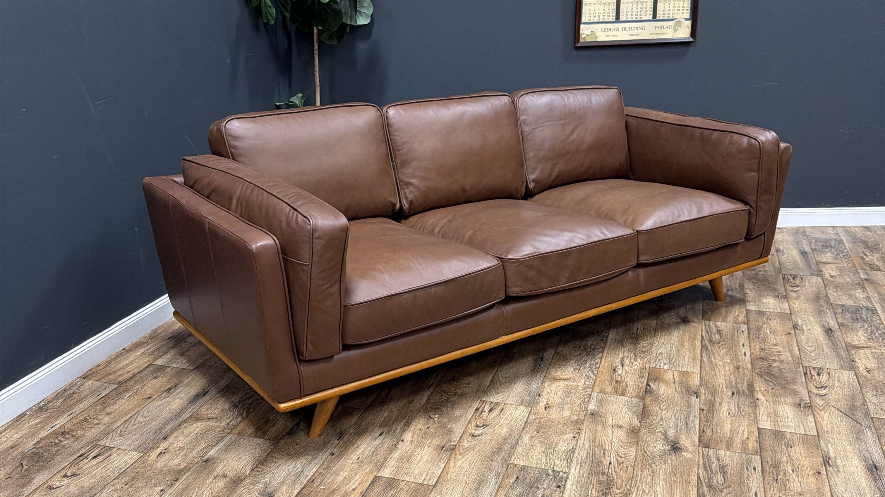 Timber 90" Leather Sofa - Charme Chocolat