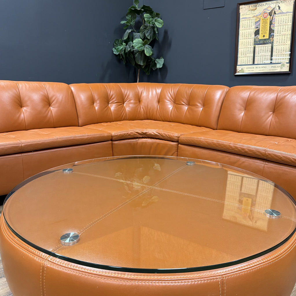 W. Schillig Leather Sofa with Matching Coffee Table