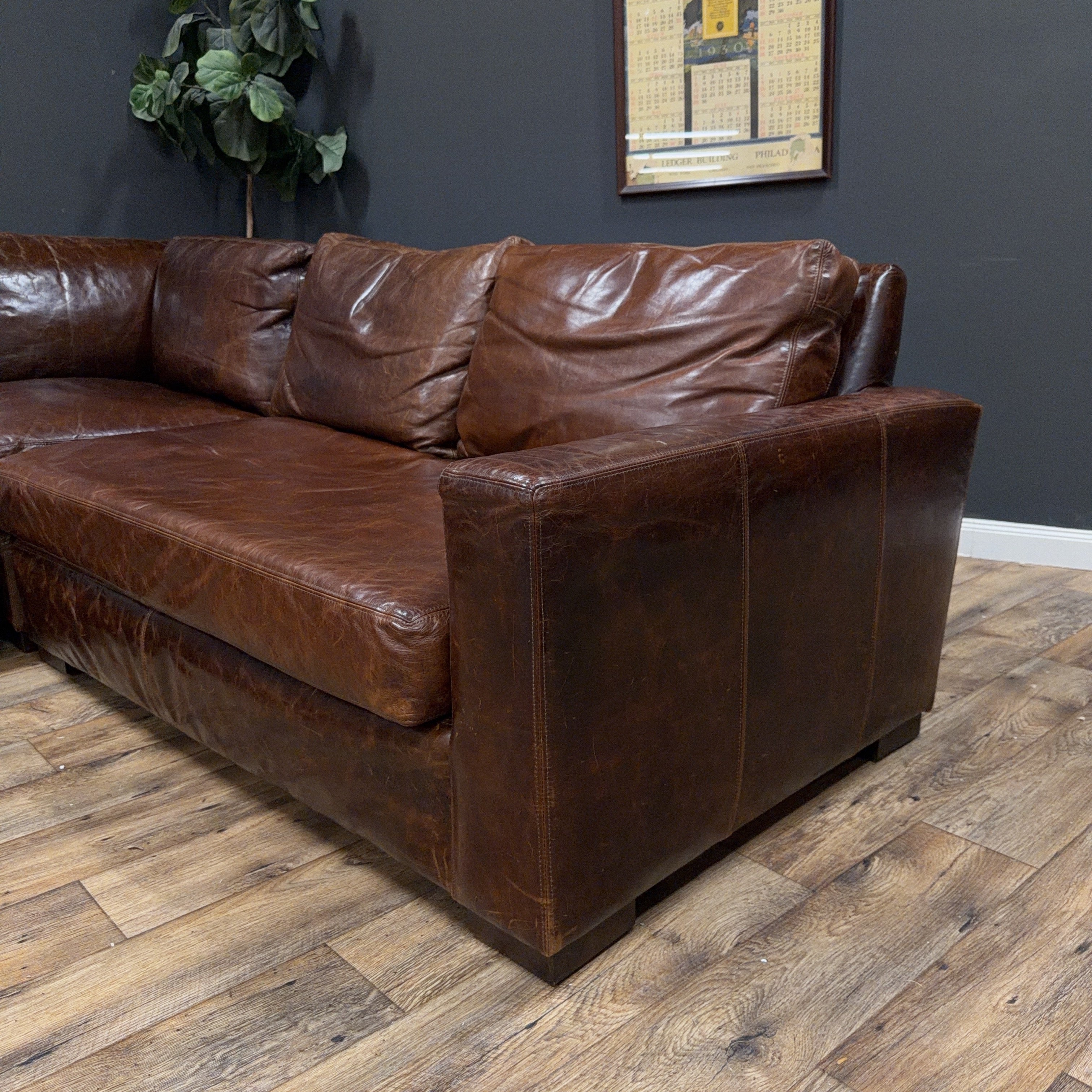 Restoration Hardware Maxwell Leather Sectional Sofa