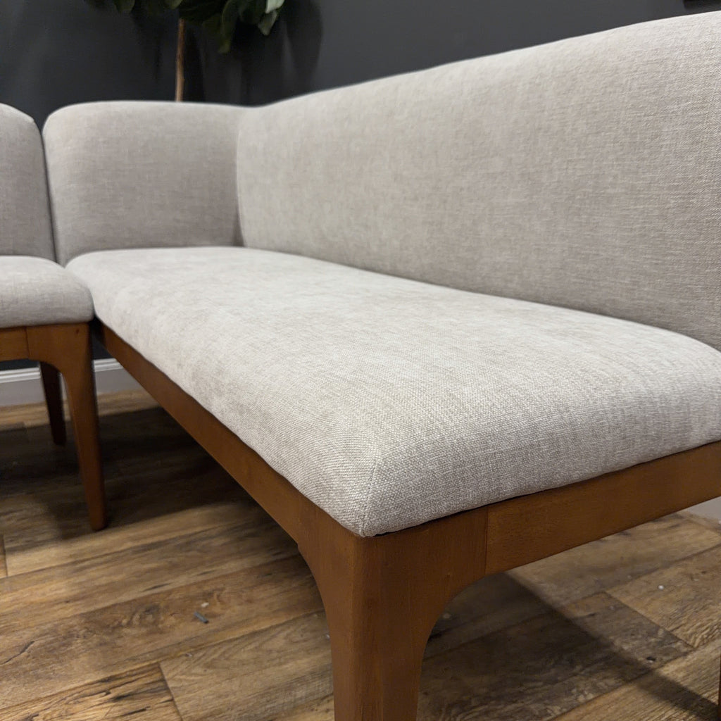 Article - Rosin 56.75" Left Corner Banquette and Rosin 53" Armless Banquette- Smoked Oak And Hestia Gray