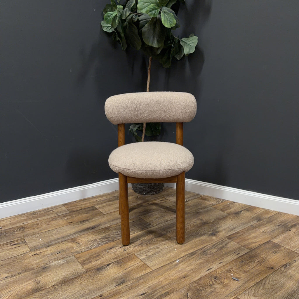 Article Munk Dining Chair - Smoked Oak And Sandstone Wool Bouclé - Set of 2