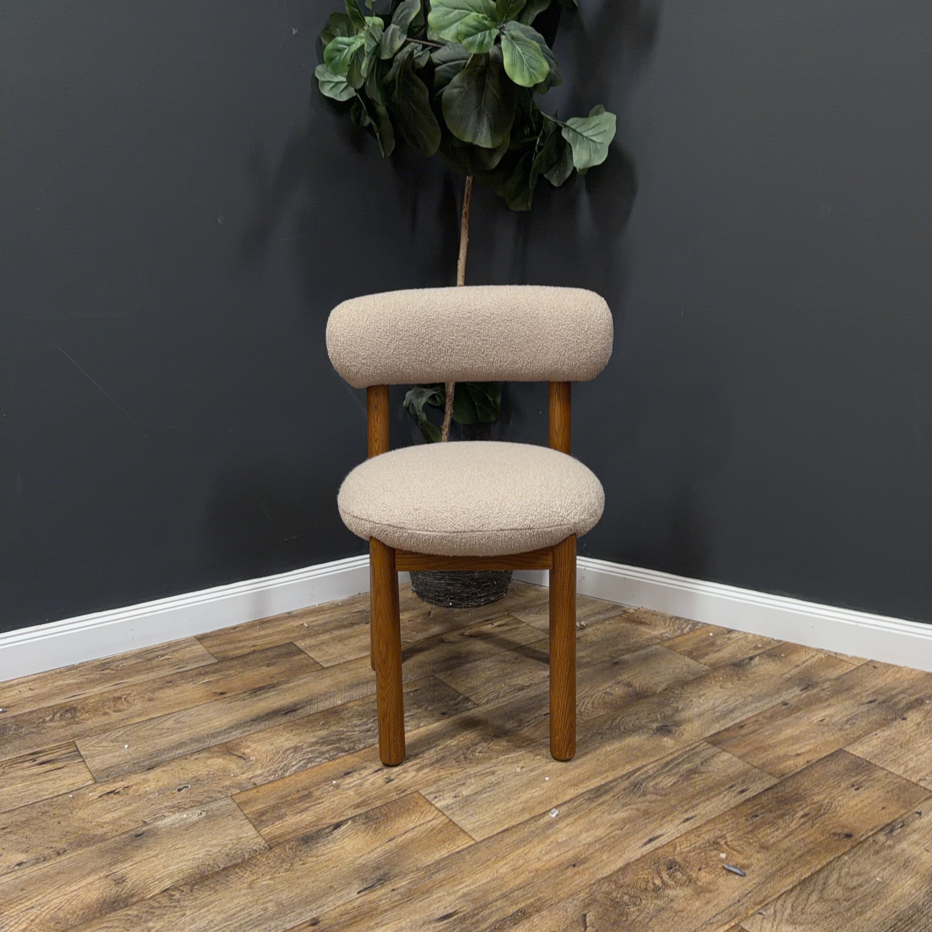 Article Munk Dining Chair - Smoked Oak And Sandstone Wool Bouclé - Set of 2