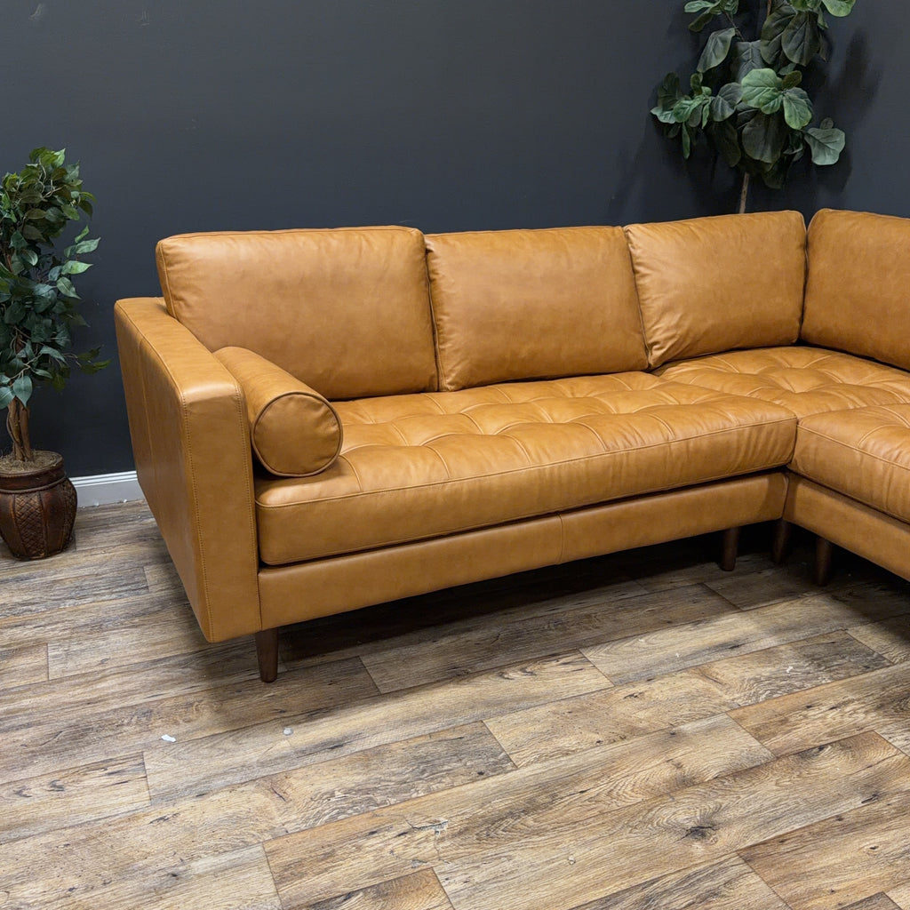 Poly & Bark Napa Leather Corner Sectional Sofa — Cognac Tan