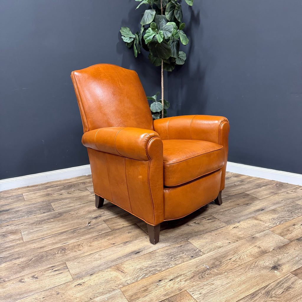 Ethan Allen Leather Arm Chair with Ottoman - Set of 2