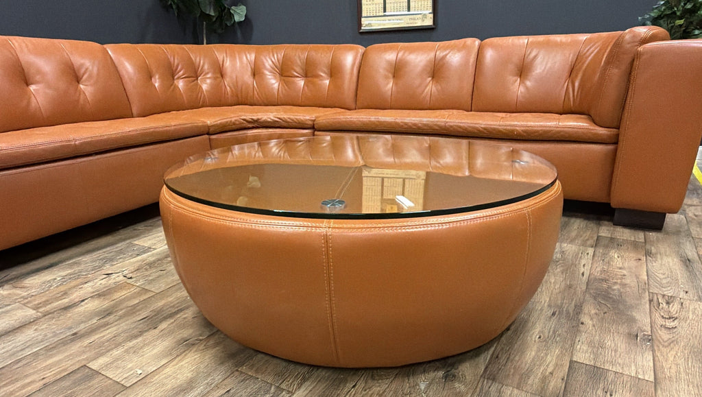 W. Schillig Leather Sofa with Matching Coffee Table