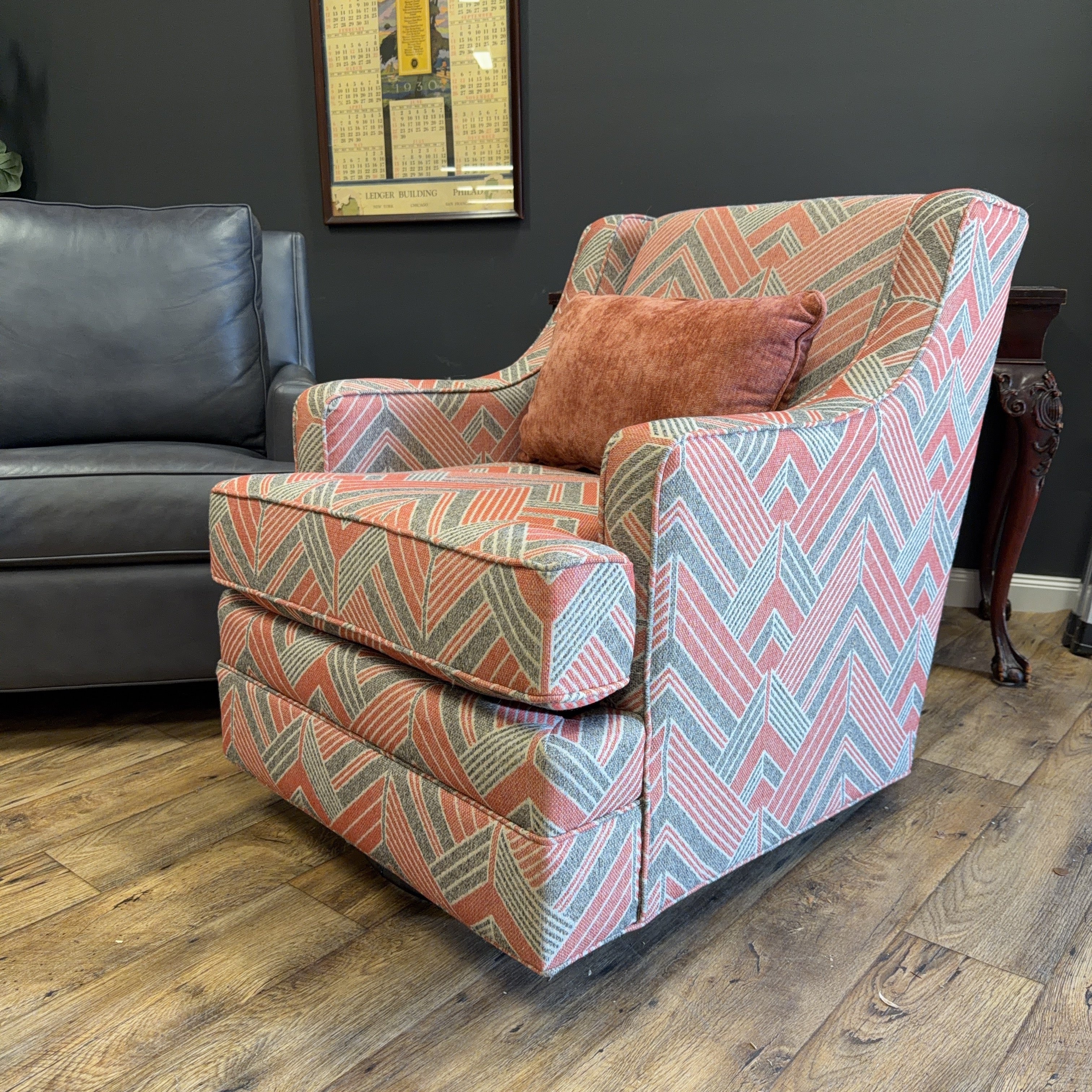 Custom England Swivel Chair Rocker