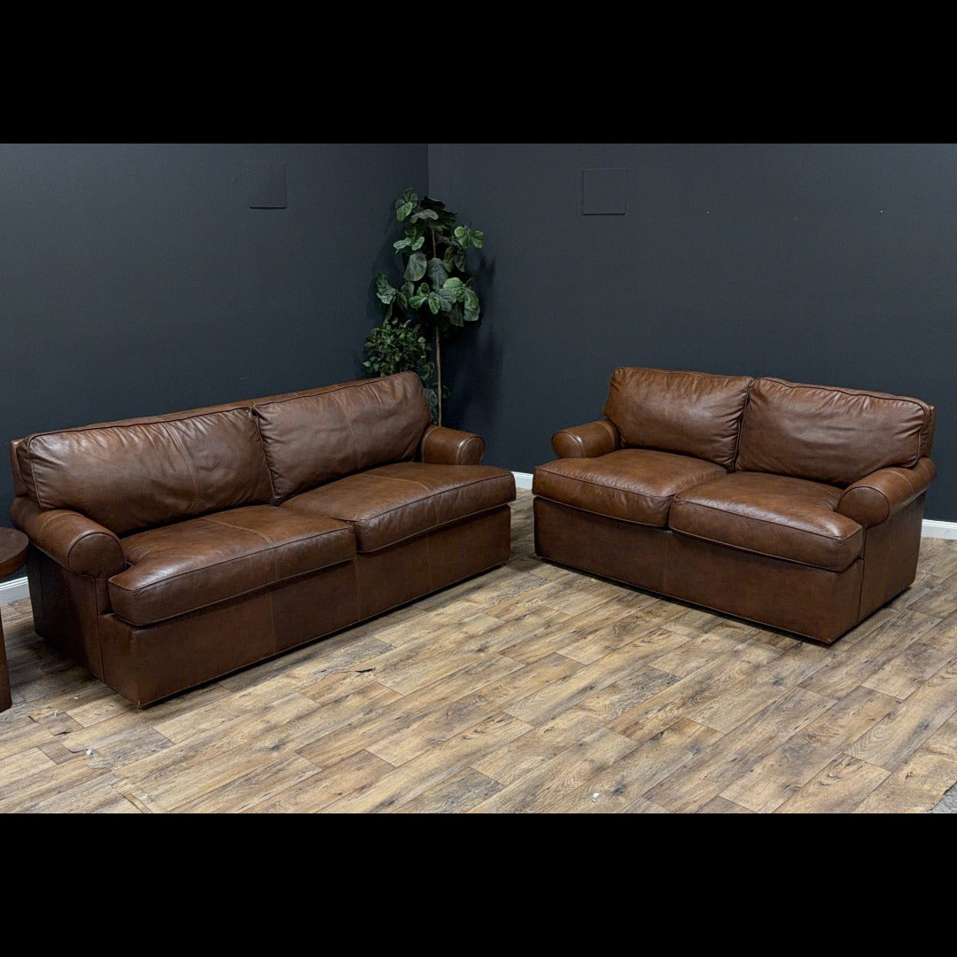 Ethan Allen Leather Sofa and Loveseat Set