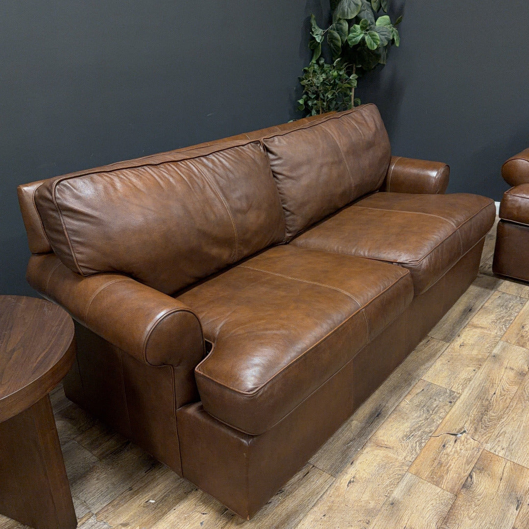 Ethan Allen Leather Sofa and Loveseat Set