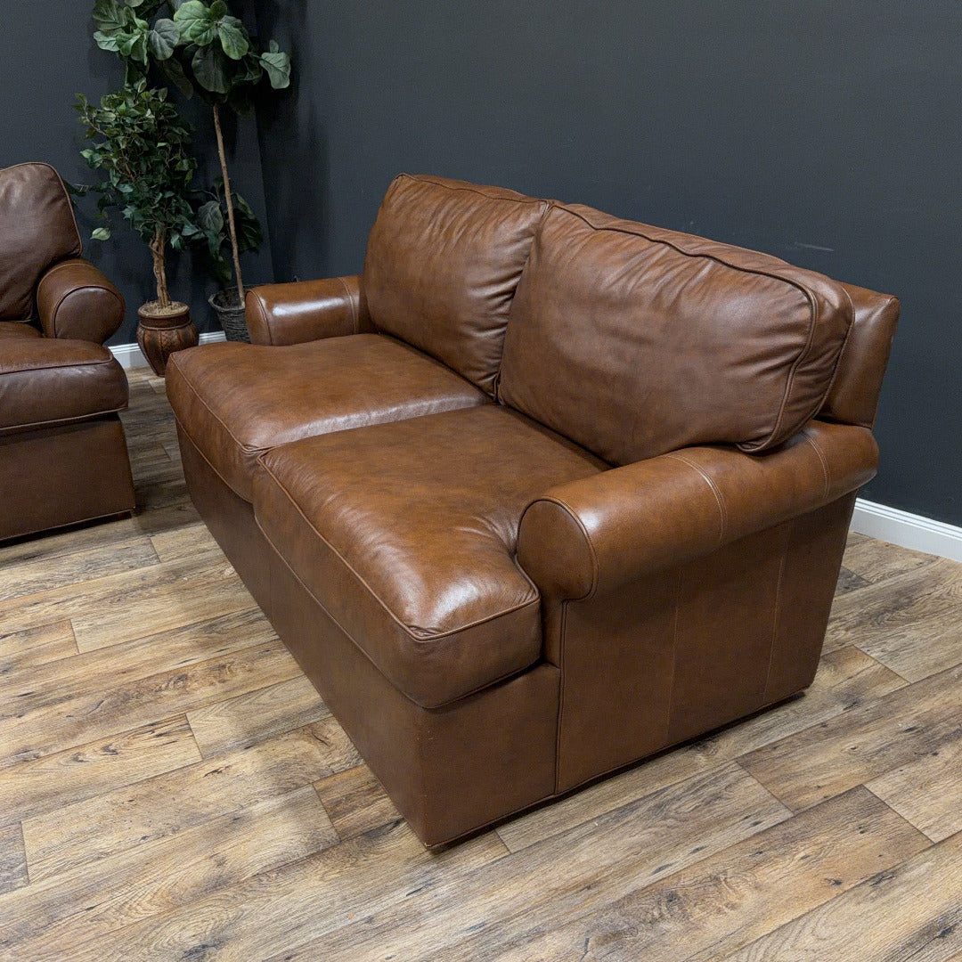 Ethan Allen Leather Sofa and Loveseat Set