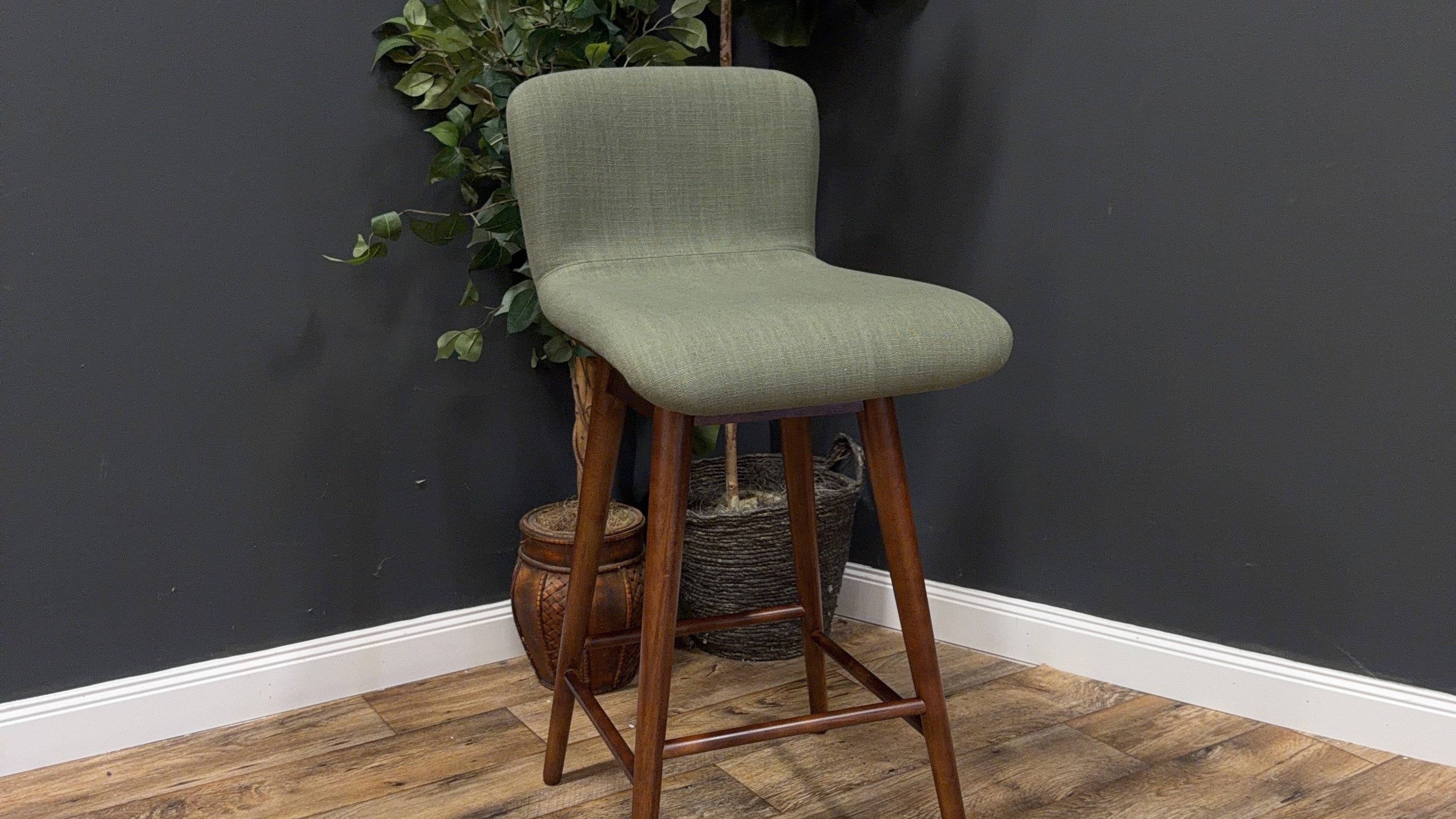Sede Swivel Counter Stool — Walnut & Olio Green - 2 available - sold by ea. (Article)