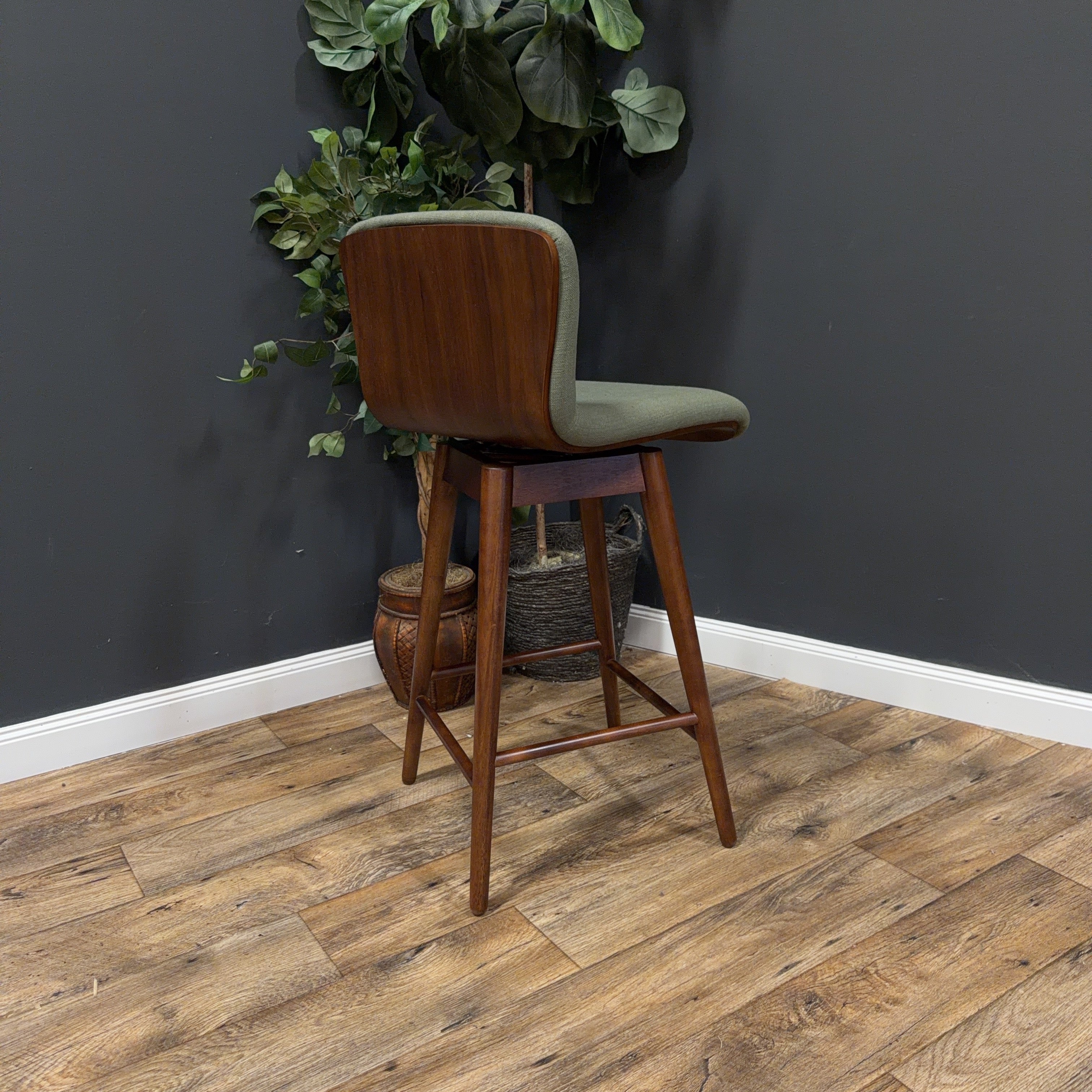 Sede Swivel Counter Stool — Walnut & Olio Green - 2 available - sold by ea. (Article)