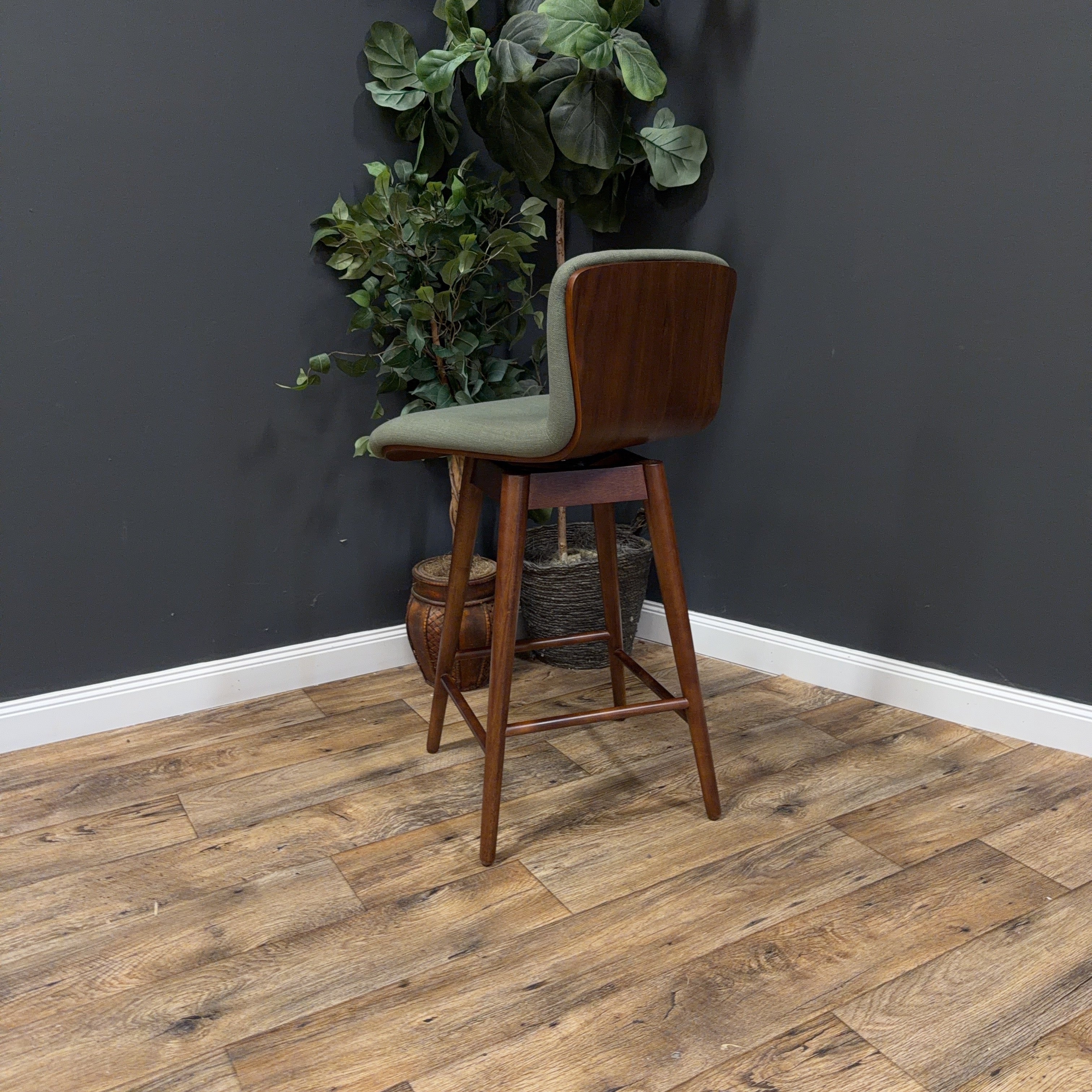 Sede Swivel Counter Stool — Walnut & Olio Green - 2 available - sold by ea. (Article)