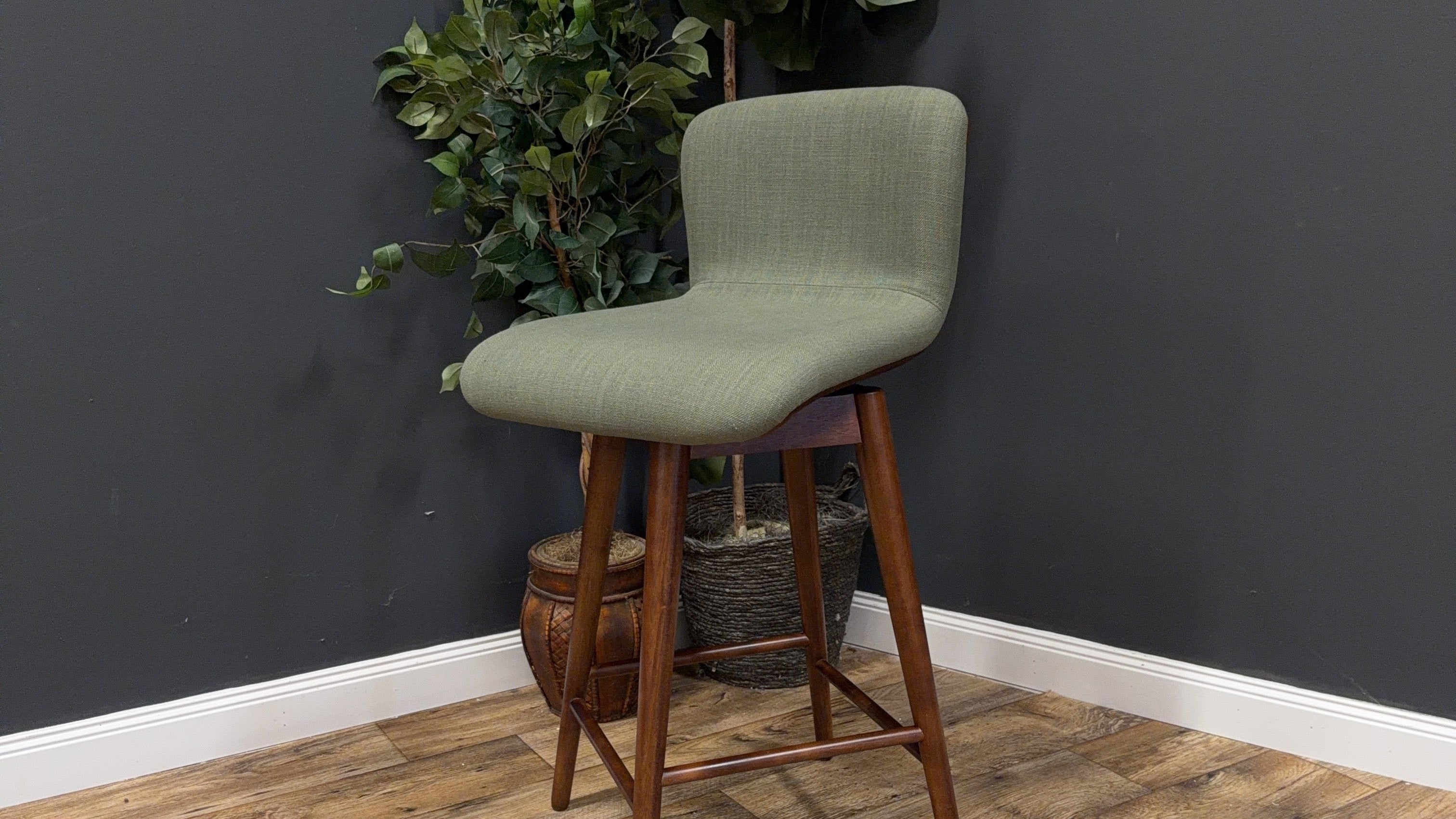 Sede Swivel Counter Stool — Walnut & Olio Green - 2 available - sold by ea. (Article)
