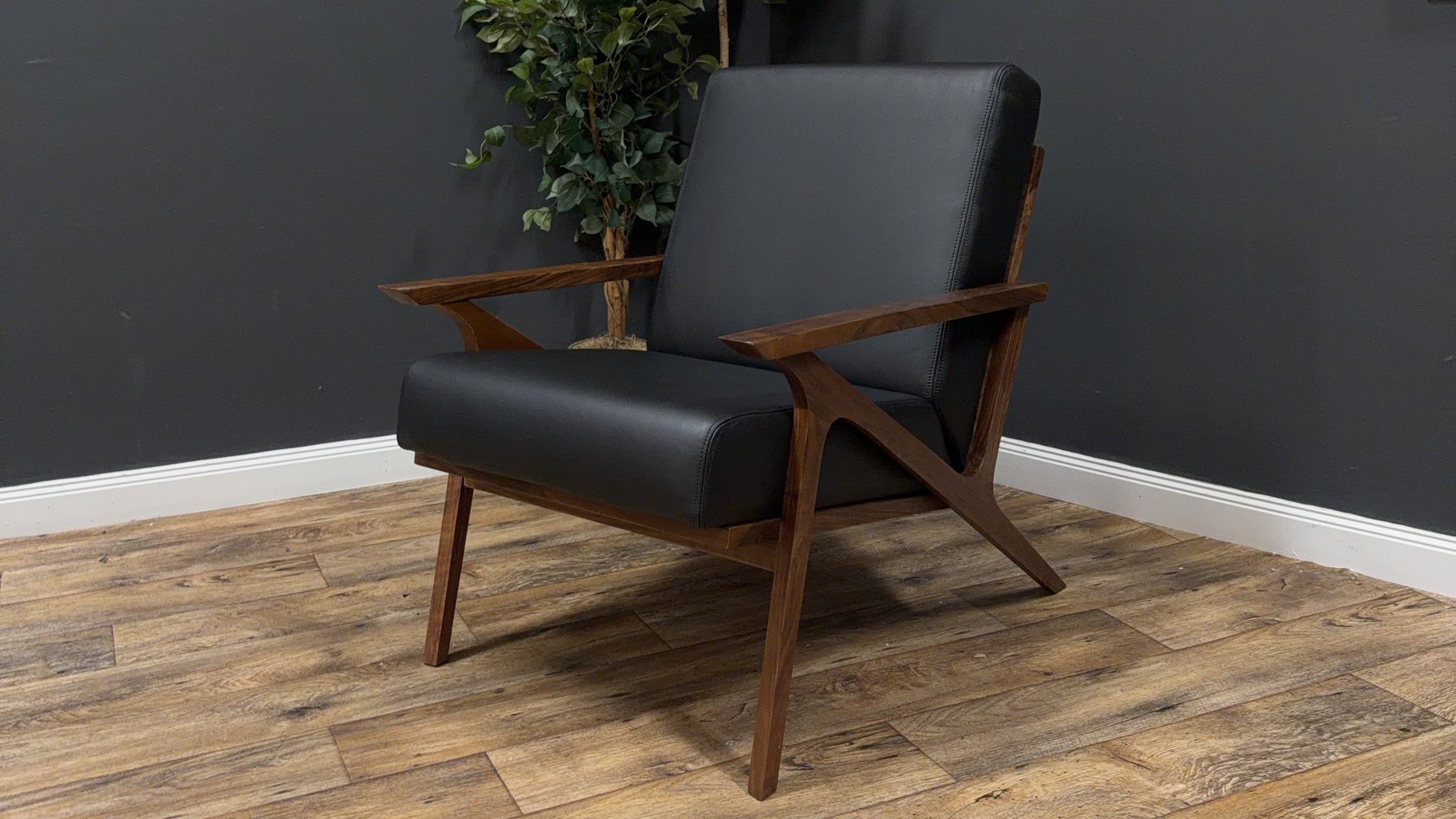 Otio 26" Leather Lounge Chair — Walnut & Black - 2 available sold by ea. (Article)