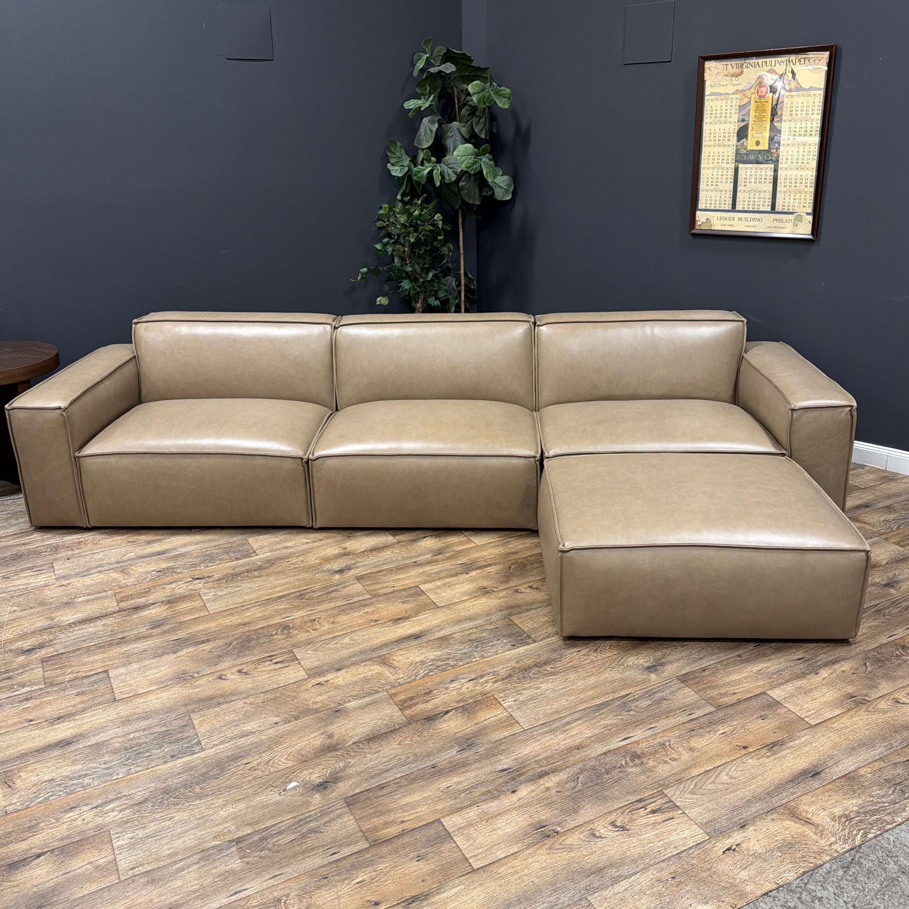Castlery Jonathan Extended Leather Sofa with Matching Ottoman
