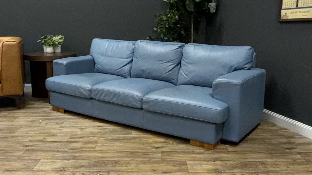 Modern Blue Leather Sofa