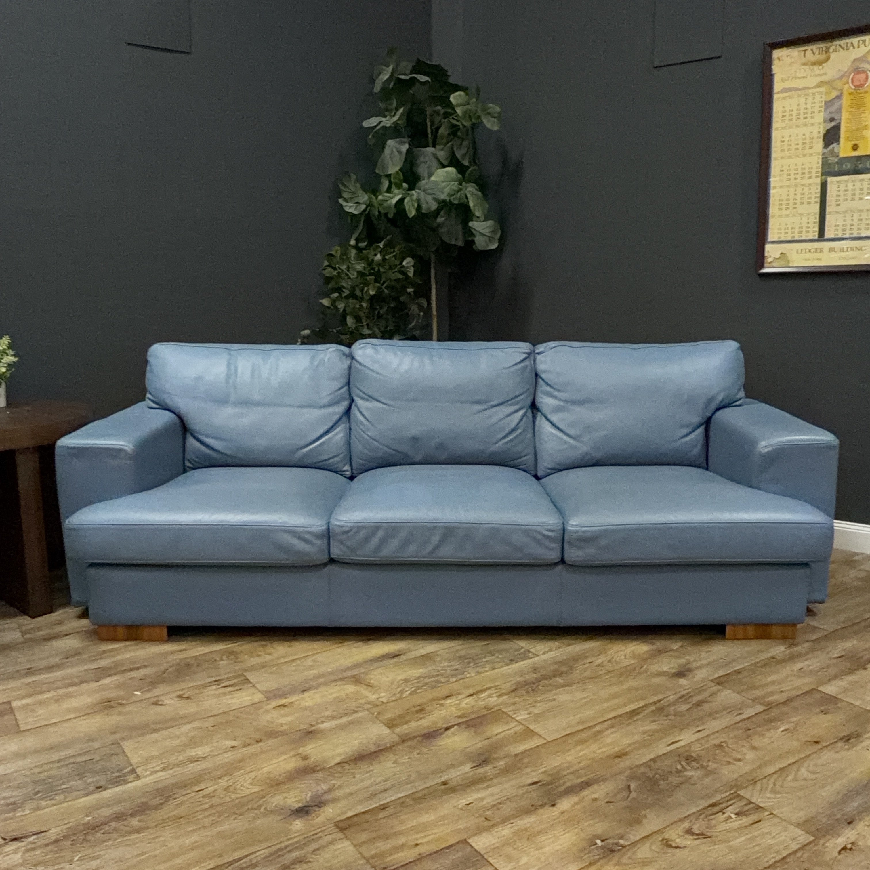 Modern Blue Leather Sofa