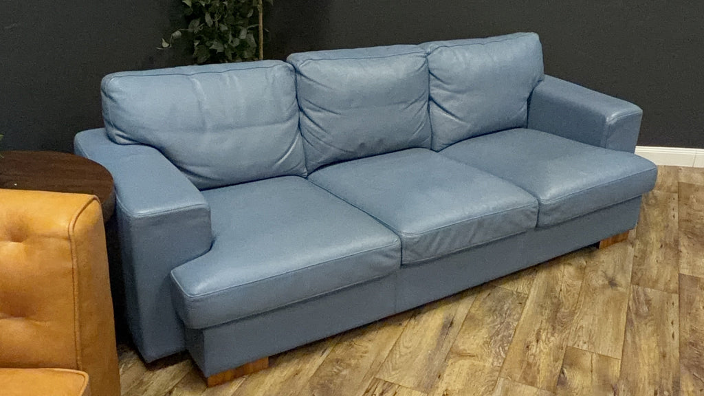 Modern Blue Leather Sofa