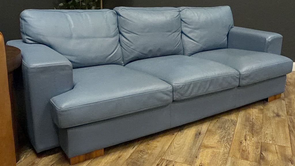 Modern Blue Leather Sofa