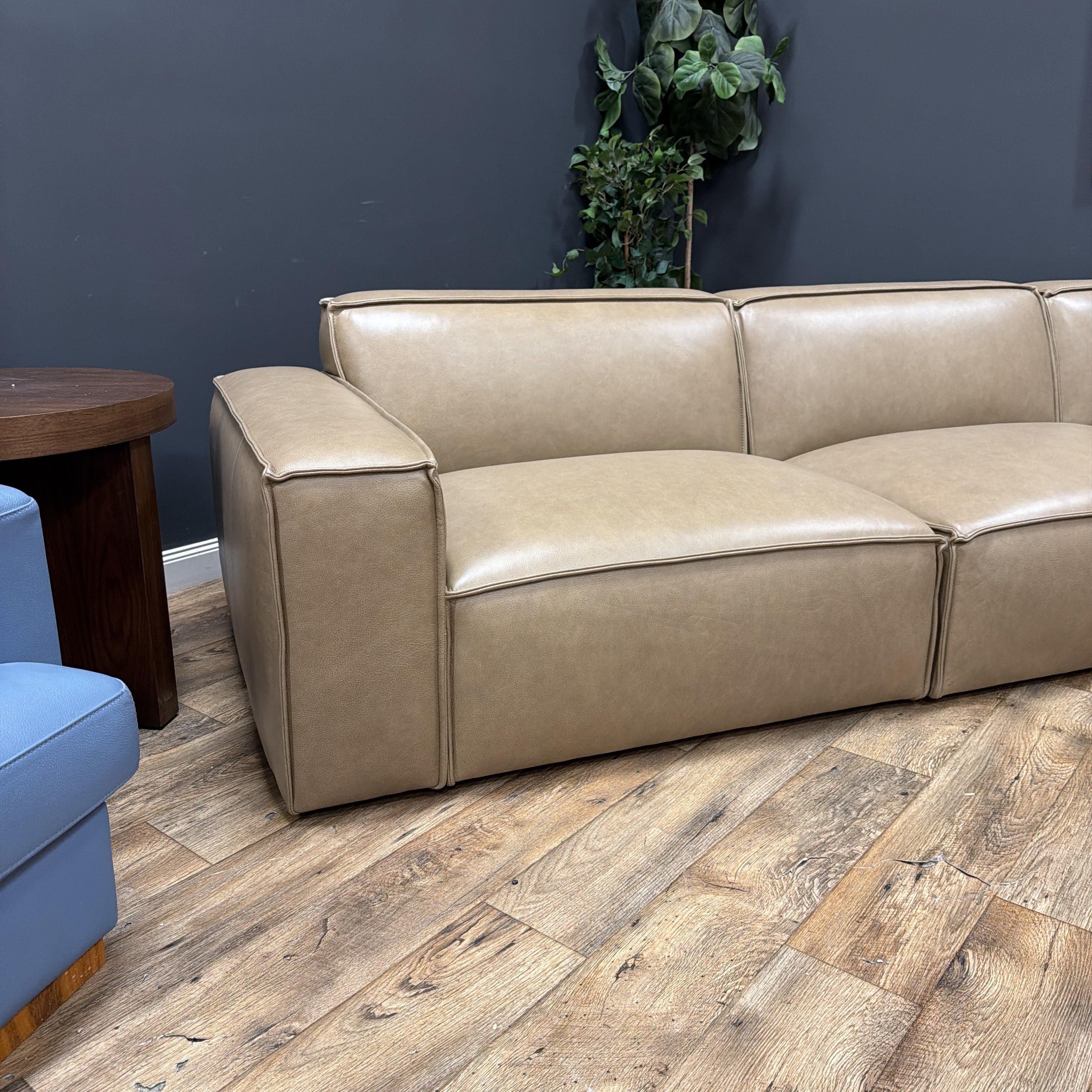 Castlery Jonathan Extended Leather Sofa with Matching Ottoman
