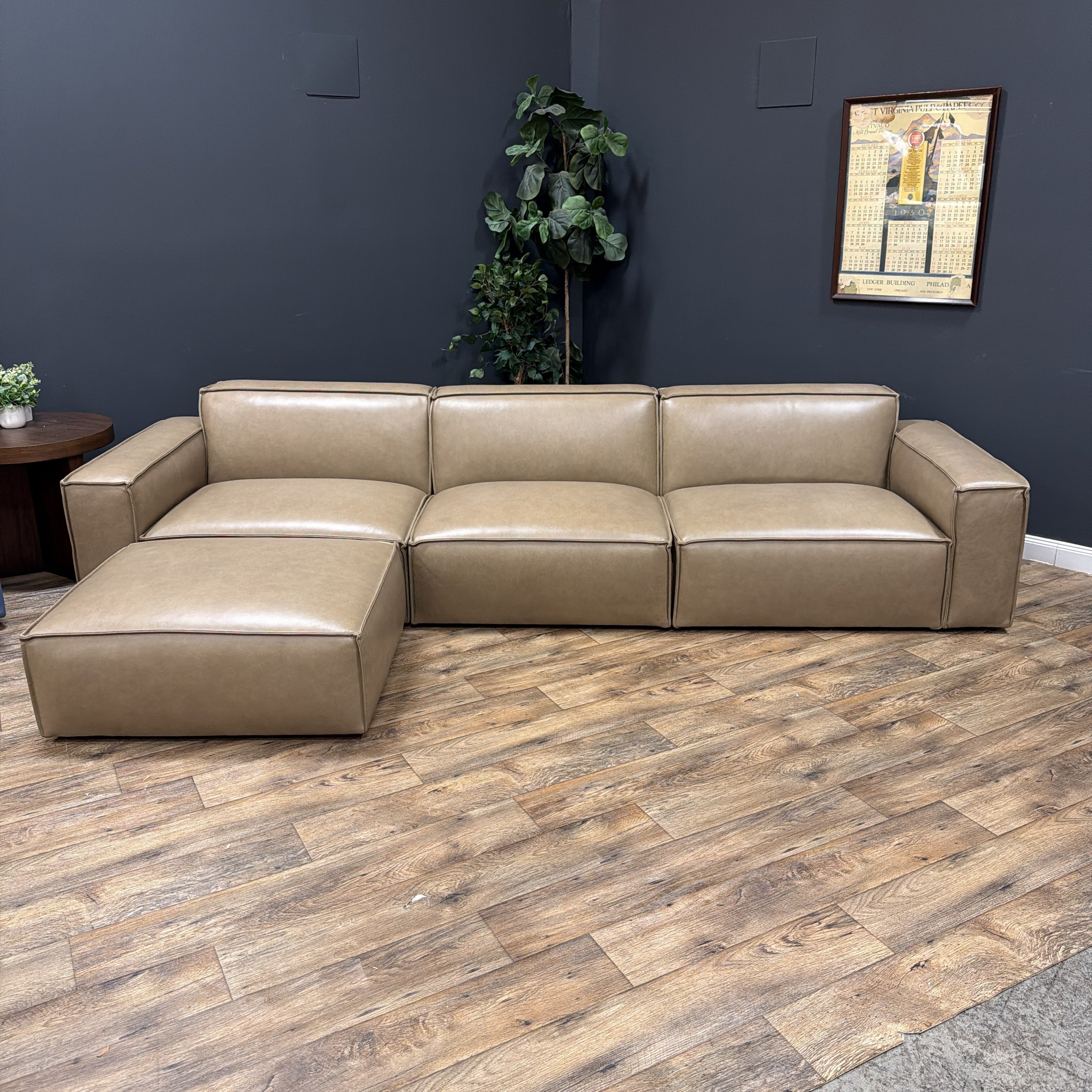 Castlery Jonathan Extended Leather Sofa with Matching Ottoman