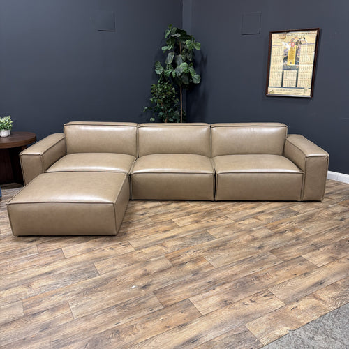 Castlery Jonathan Extended Leather Sofa with Matching Ottoman