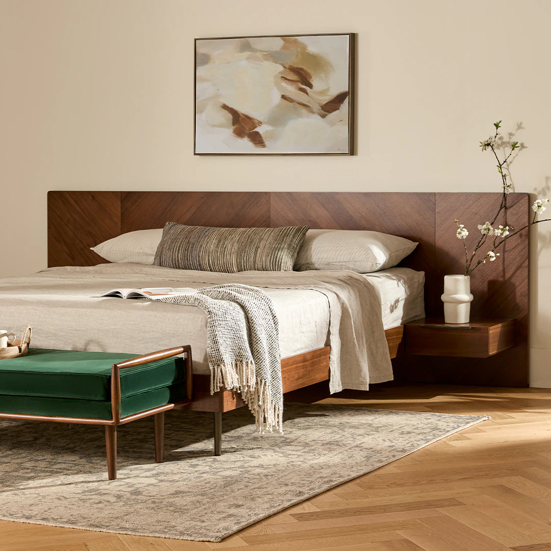 Nera California King Low Profile Bed with Nightstands Set — Walnut (Article)