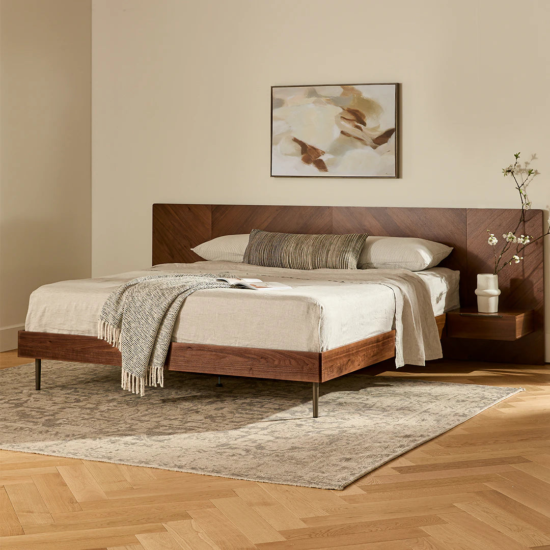 Nera California King Low Profile Bed with Nightstands Set — Walnut (Article)